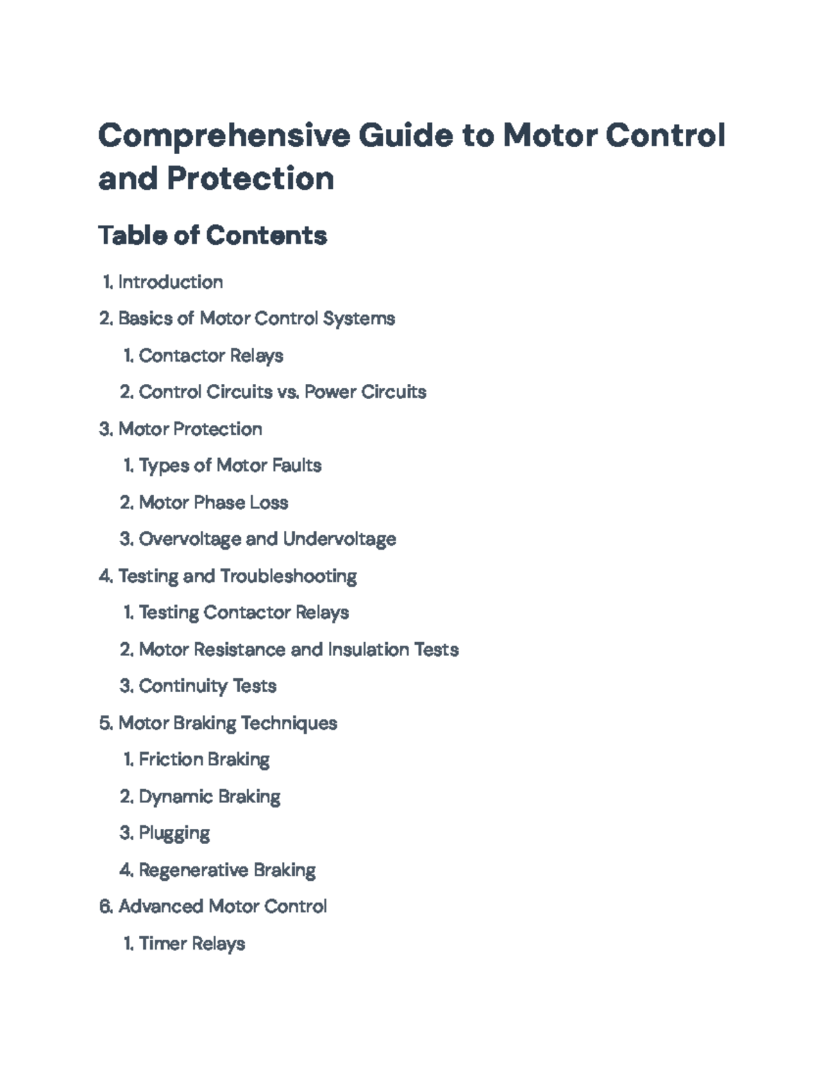 Comprehensive Guide to Motor Control Systems and Protection Techniques ...