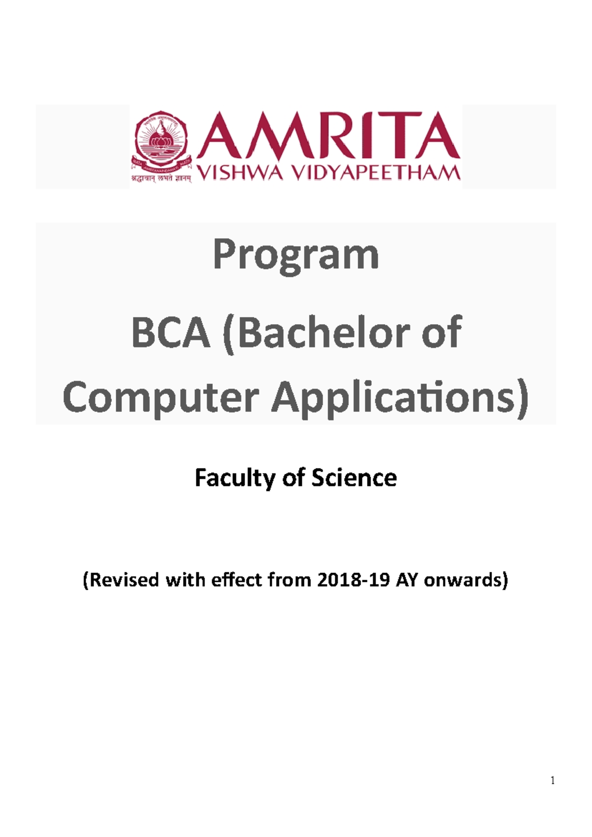BCA Curriculum Syllabus (Bachelor of Computer Applications) 2018-19 ...