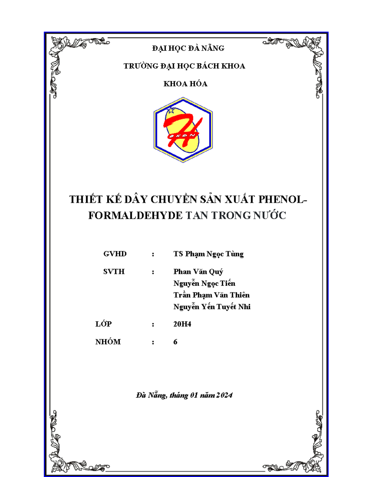 Thiết Kế Dây Chuyền Sản Xuất Phenol-Formaldehyde (PBL4) - Document Preview