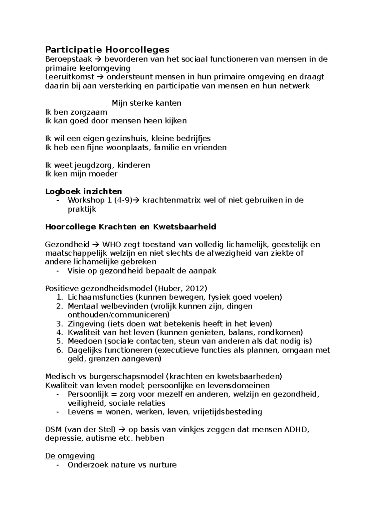 Hoorcolleges over Participatie en Sociaal Functioneren in de ...