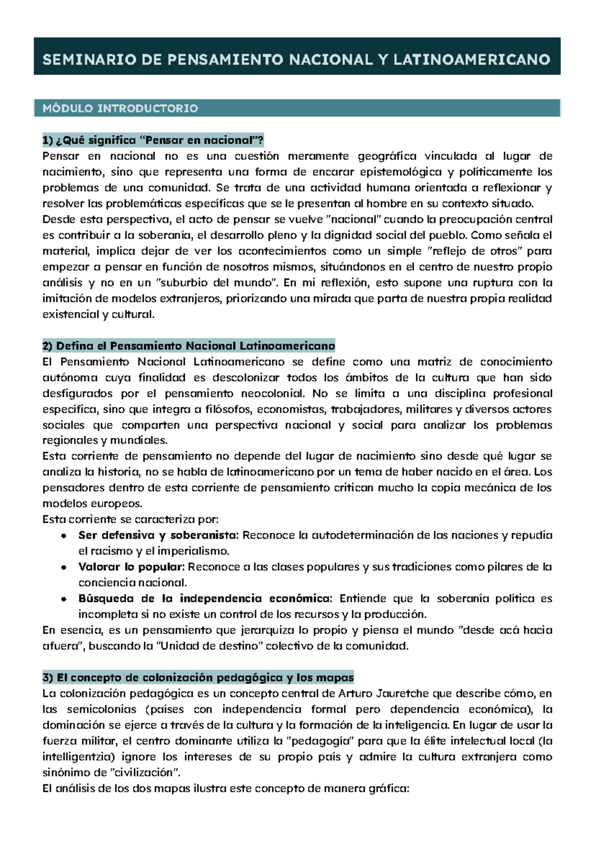 Resumen del 1er Parcial: Pensamiento Nacional y Latinoamericano - Studocu