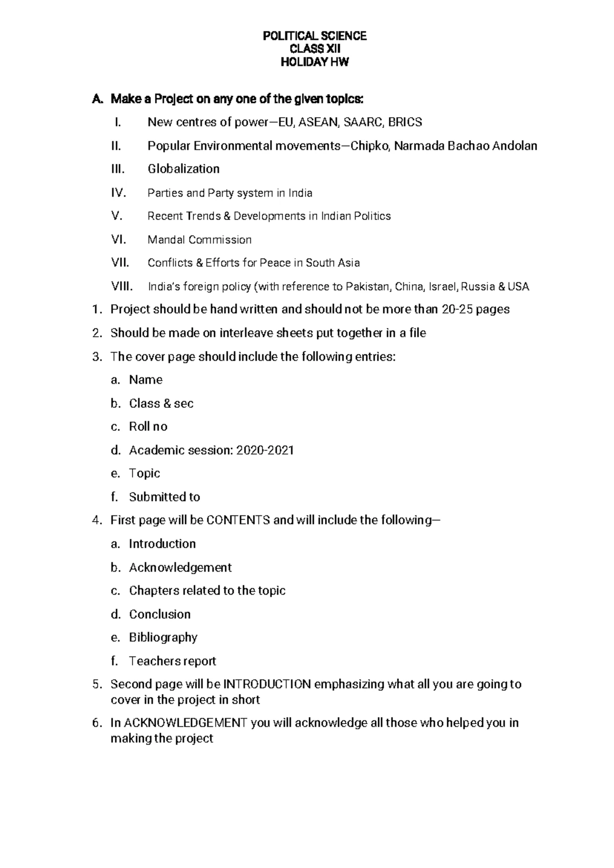 Political Science Course Overview for Classes XI & XII (2025-26) - Studocu