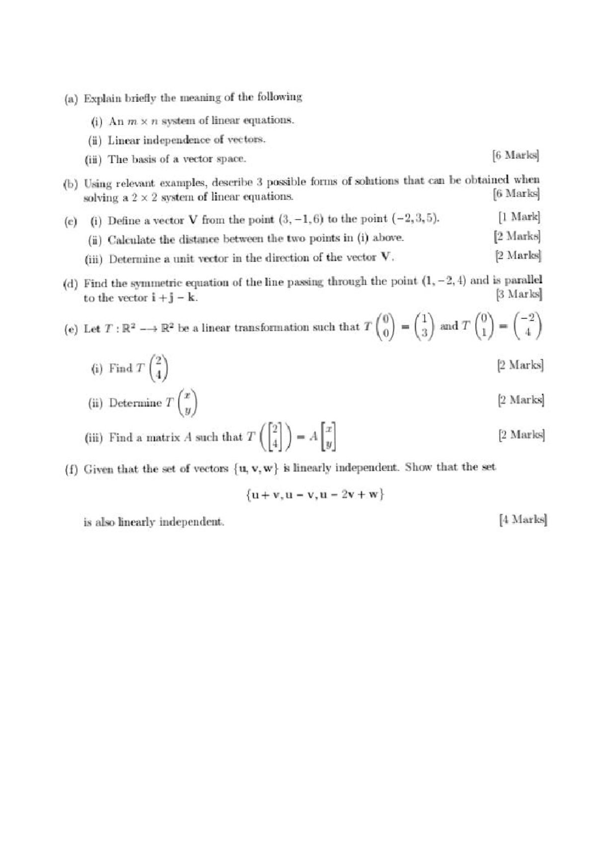 CIT 106 Final Exam Study Notes on Linear Algebra Concepts - Studocu