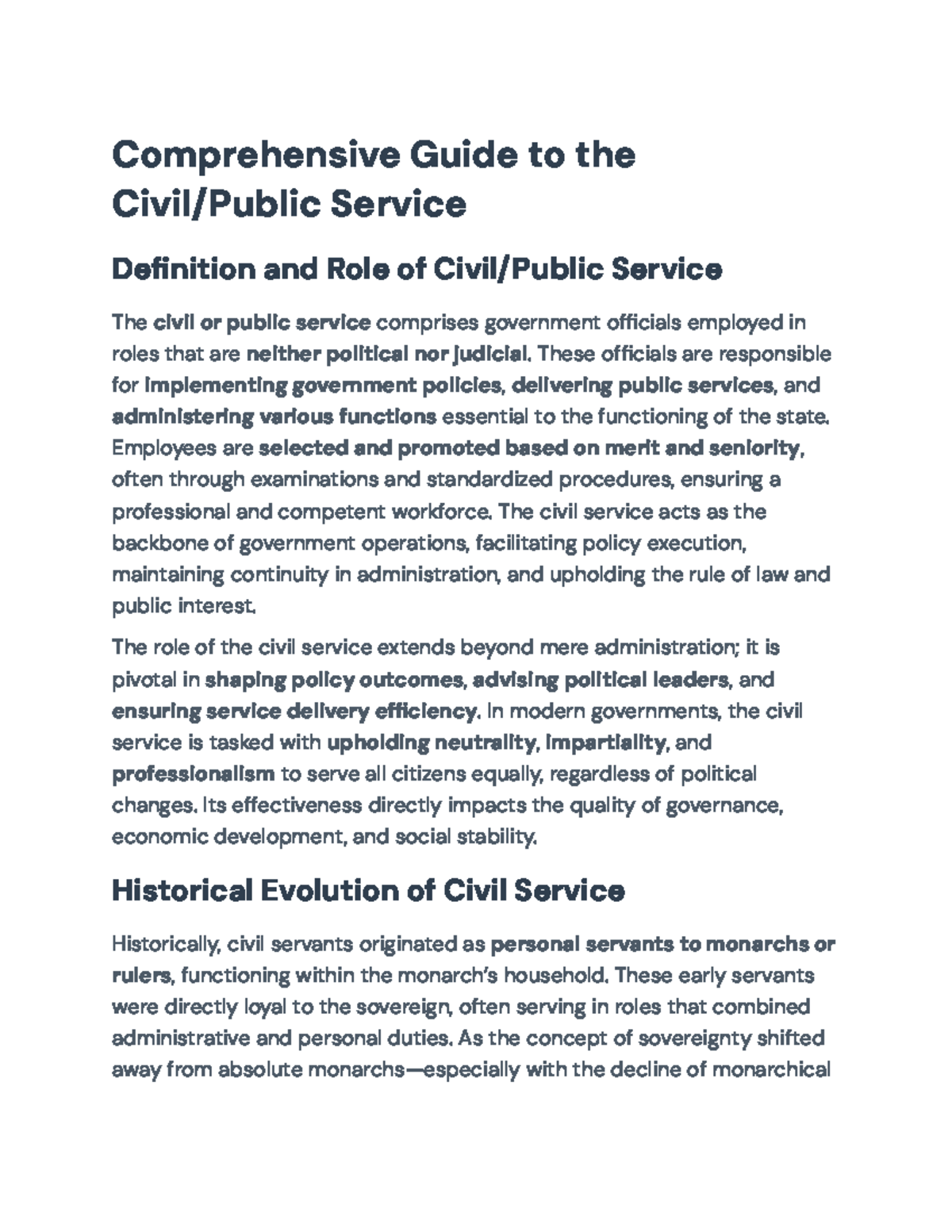 Comprehensive Overview of Civil Service Reforms & Challenges (CIV 101 ...