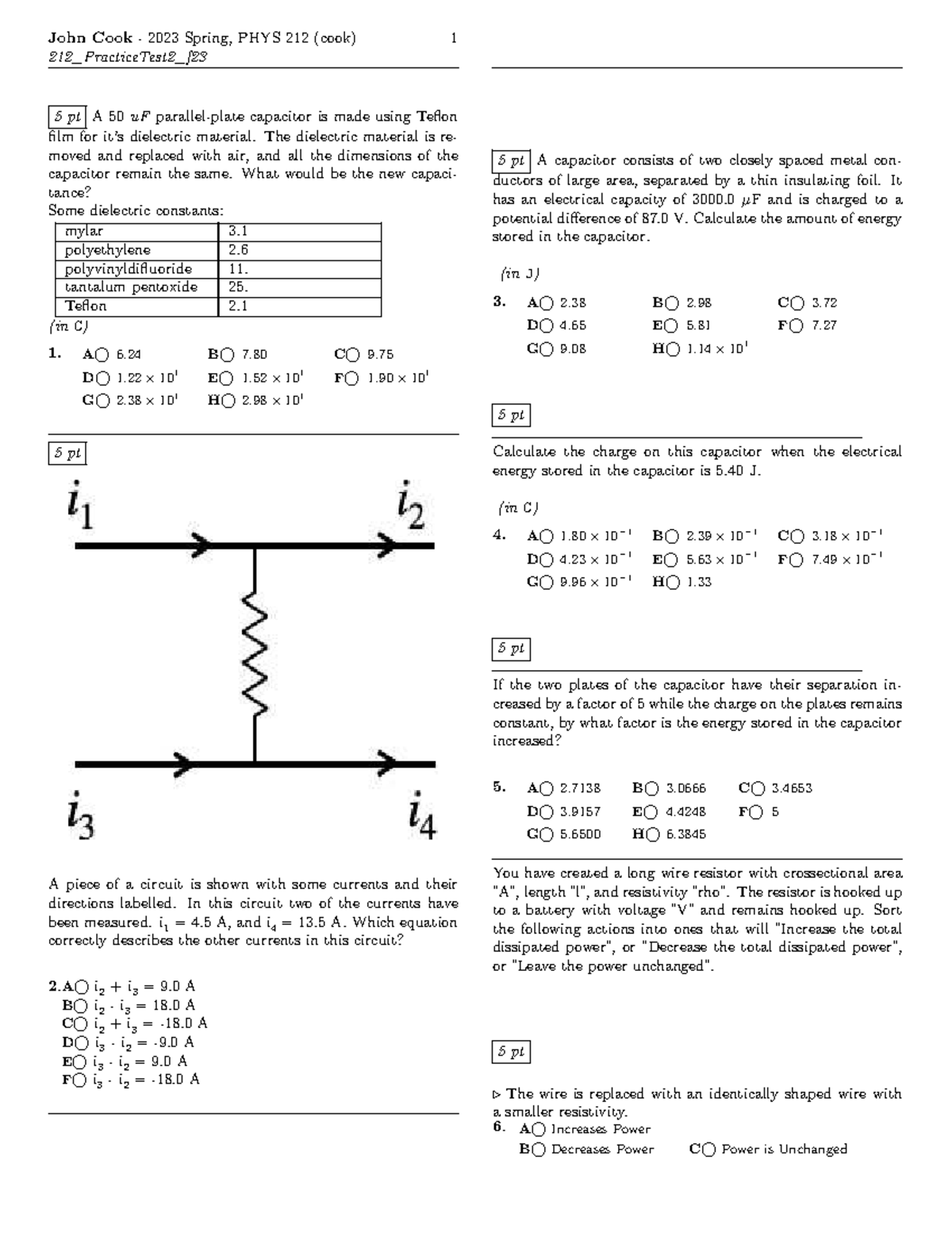 PHYS 212 Spring 2023 - Practice Test 2 Review Notes - Studocu