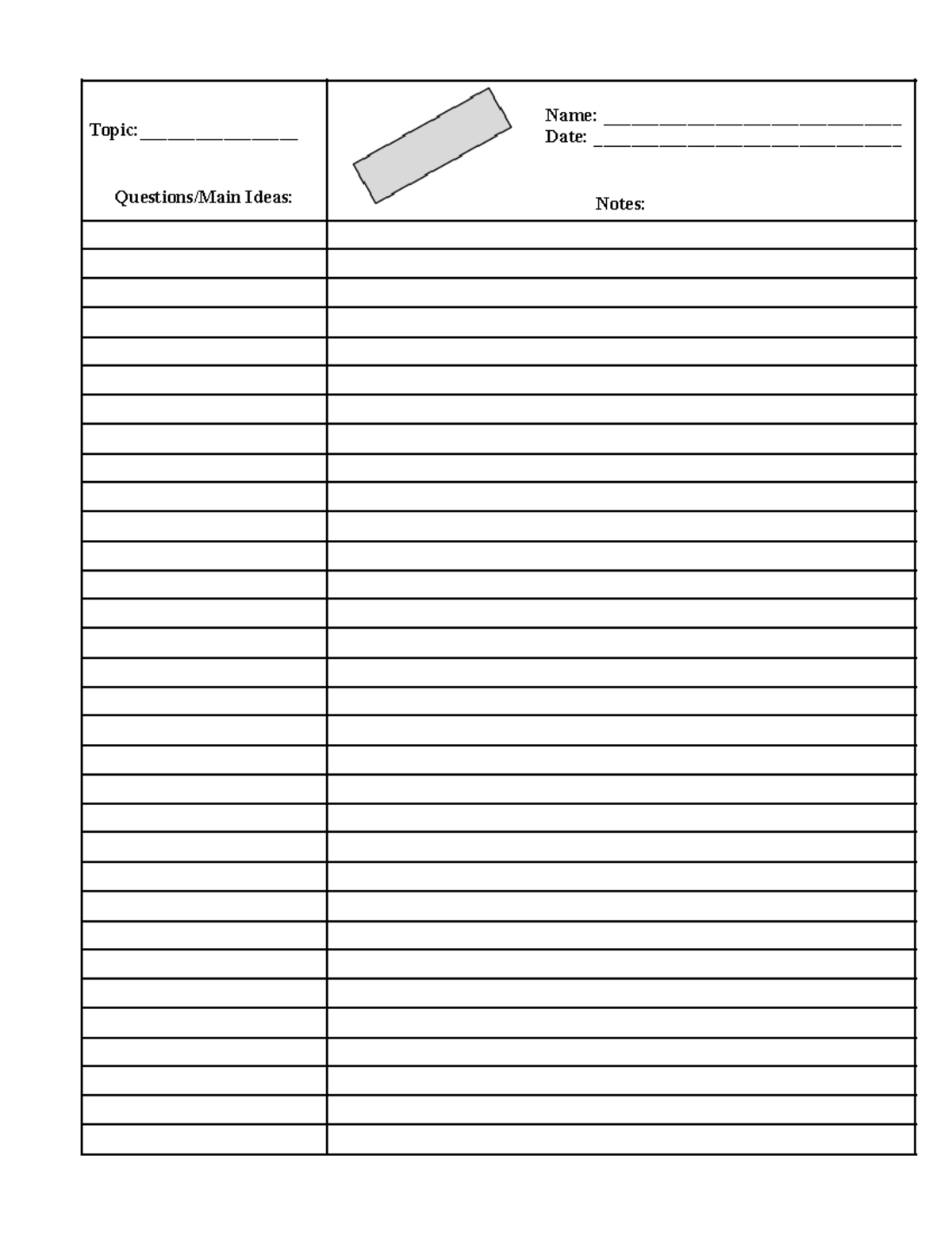 Cornell Notes Template - POLI120 - Name: Topic: Date: Ideas: Notes ...