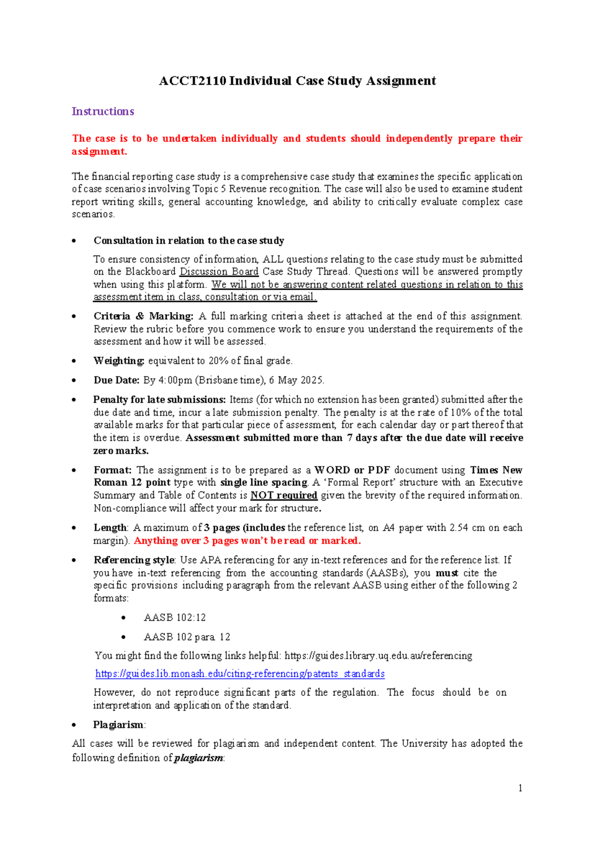 ACCT2110 Individual Case Study: Revenue Recognition Analysis S1 2025 ...