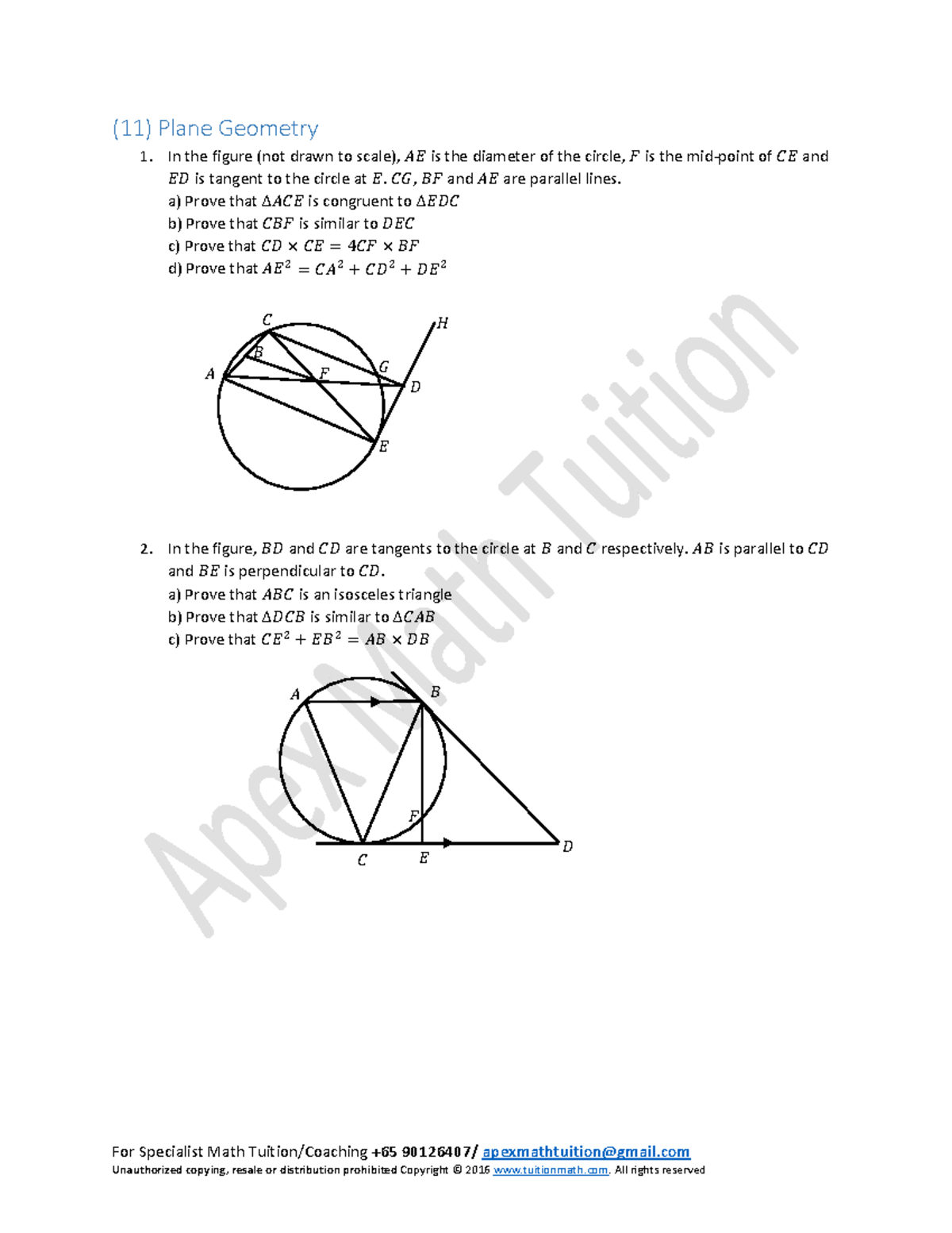 (11) Plane Geometry - Proofs and Theorems in Circles and Triangles ...