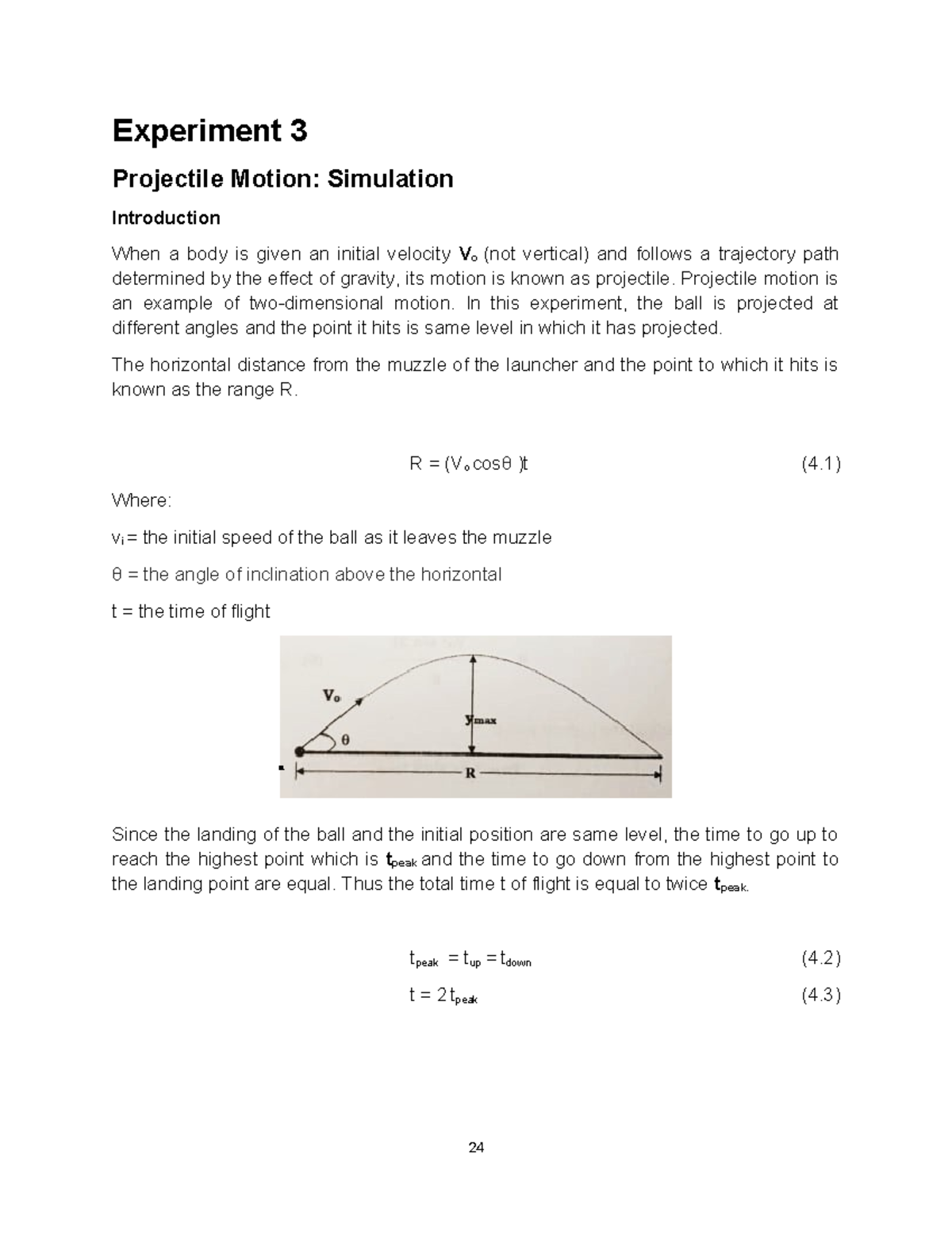 Experiment on Projectile Motion Simulation - Experiment 3 Projectile ...