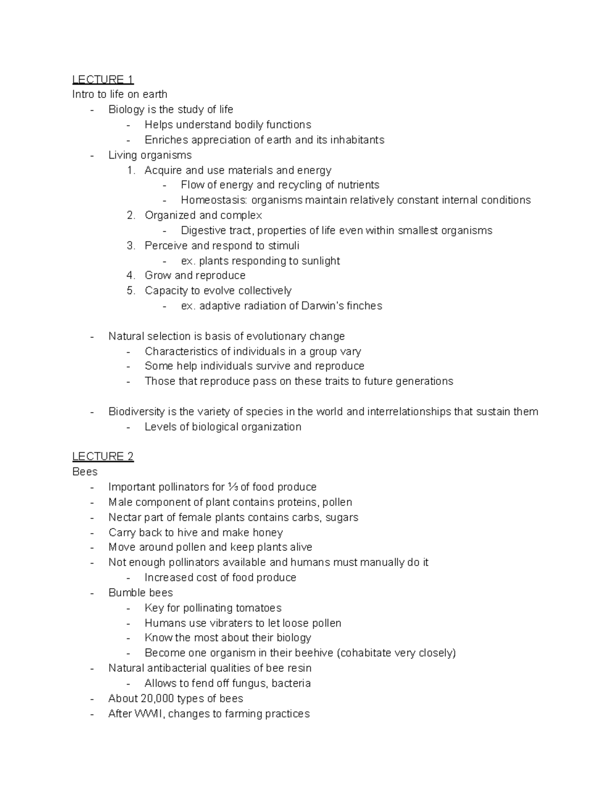 Biology 101: Comprehensive Lecture Notes on Life and Its Processes ...