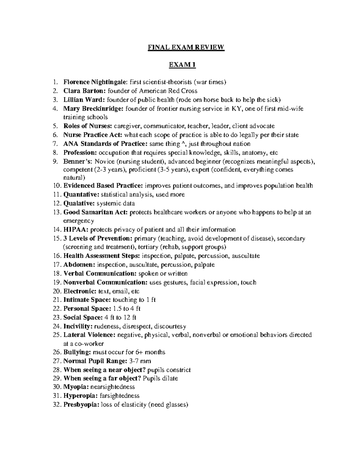 Final Exam Review: Comprehensive Guide for NURSING FUNDAMENTALS - Studocu