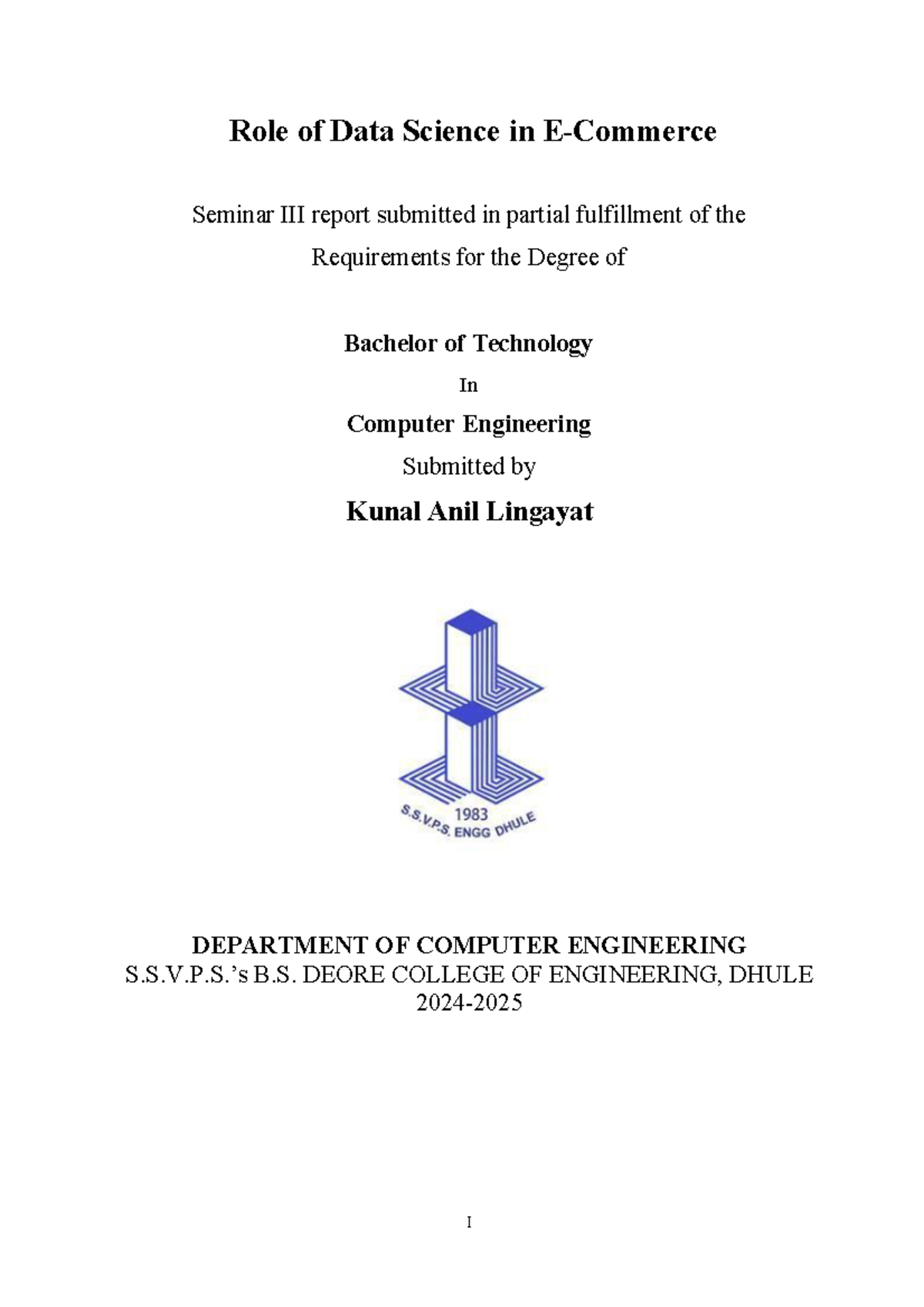 B.Tech Seminar Report: Role of Data Science in Computer Engineering ...