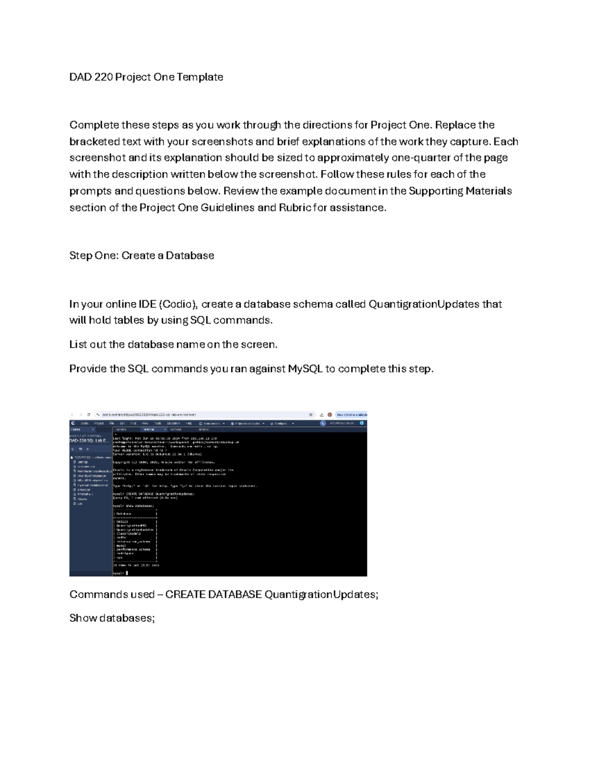 DAD 220 Project One Module 6 - DAD 220 Project One Template Complete ...