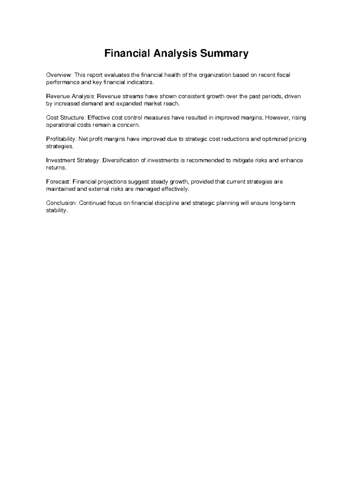 Financial Analysis Summary v2: Evaluating Fiscal Health and Strategies ...