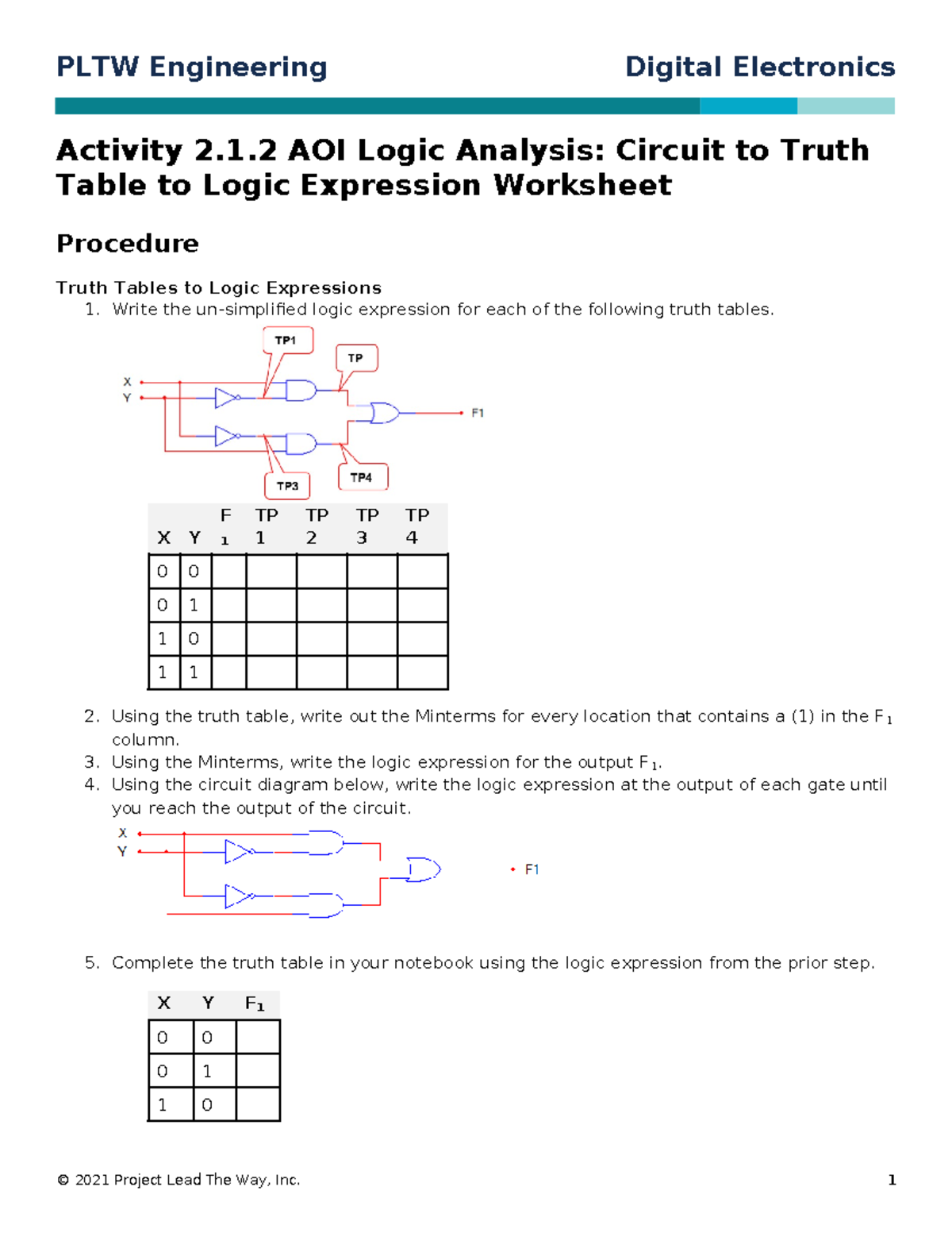 De 212 Teacher AOI Logic Analysis Worksheet 3 - PLTW Engineering ...