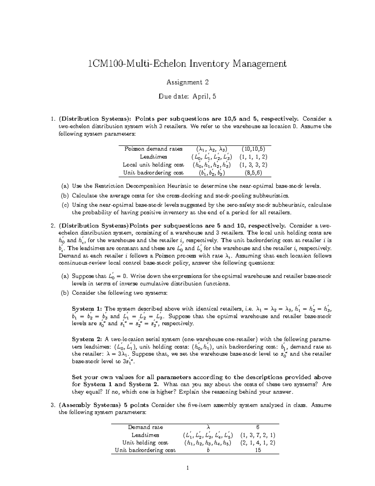 1CM100 Assignment 2: Multi-Echelon Inventory Management Insights ...