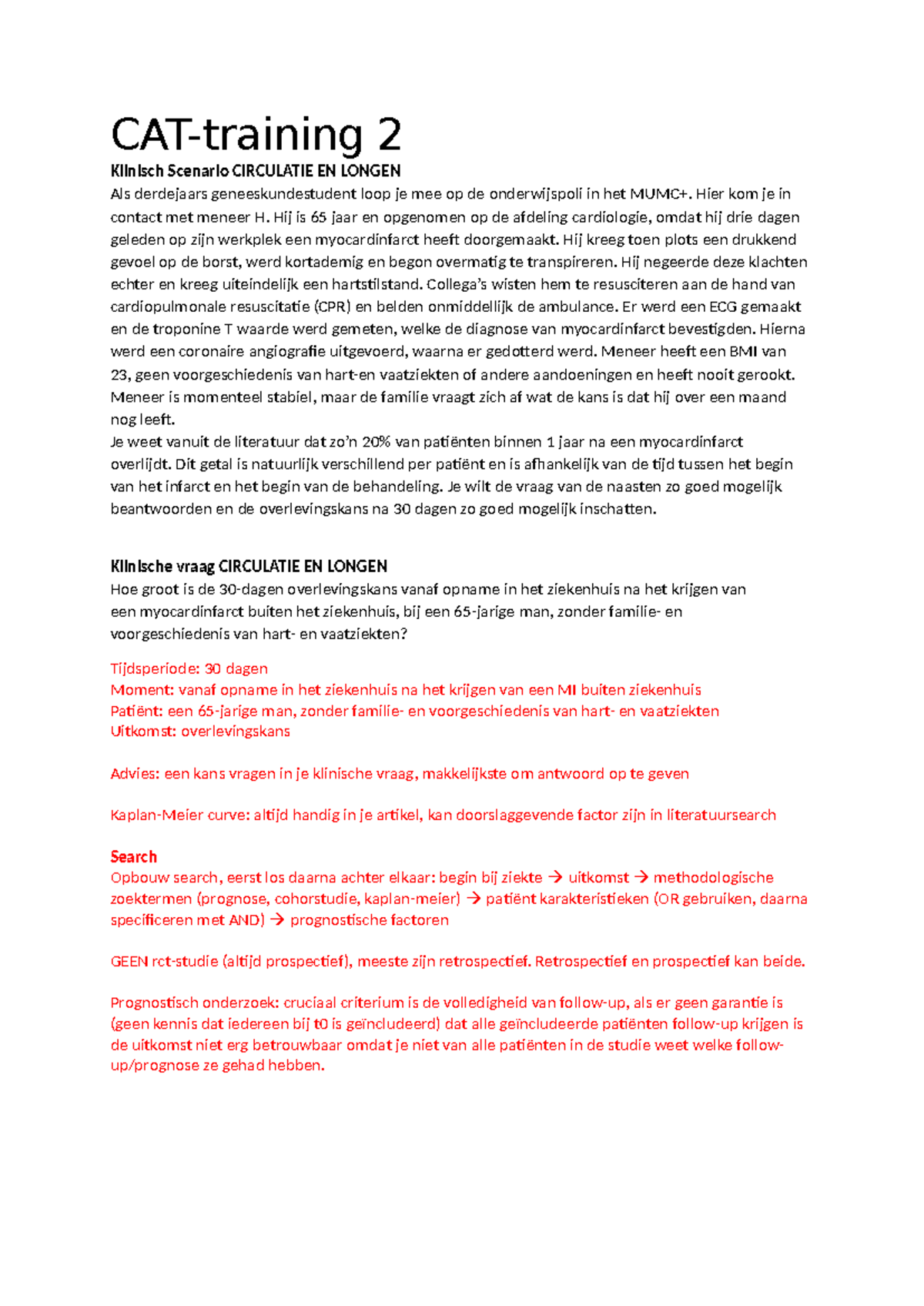 CAT Training 2: Prognostic Factors in Myocardial Infarction Patients ...
