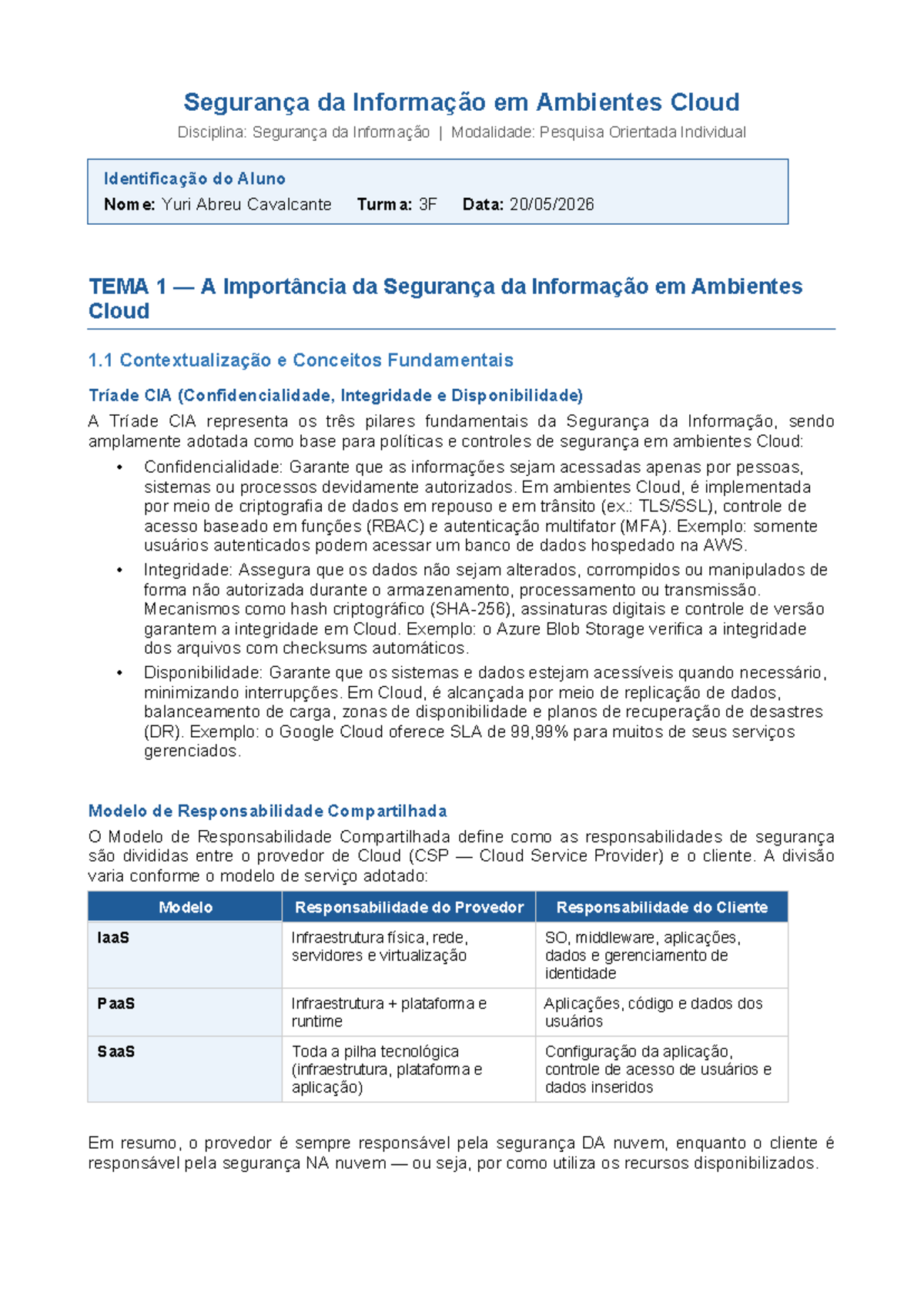Segurança da Informação em Ambientes Cloud - TEMA 1: Importância e ...