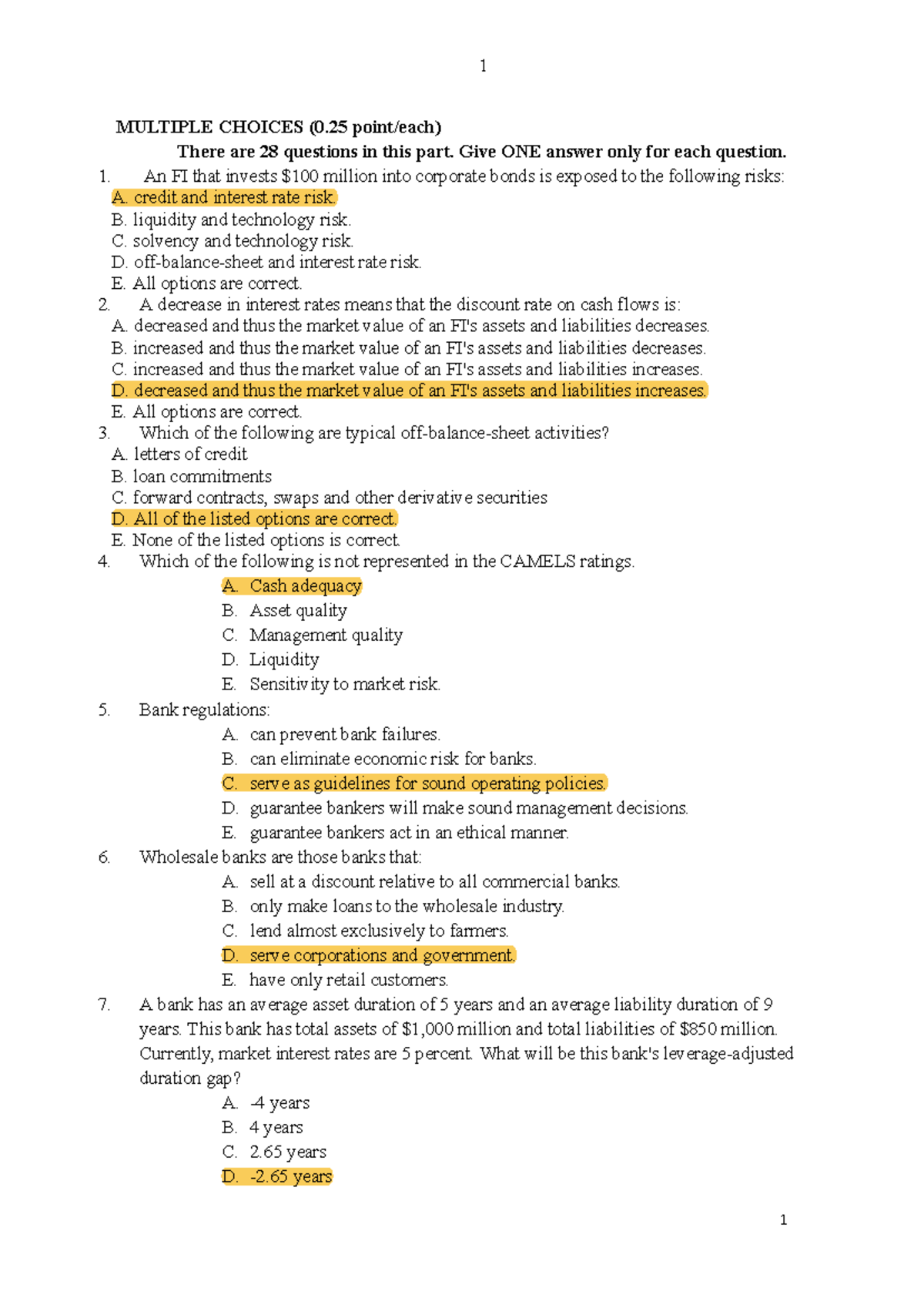 2025 Midterm - Multiple Choice Questions with Answers - Studocu