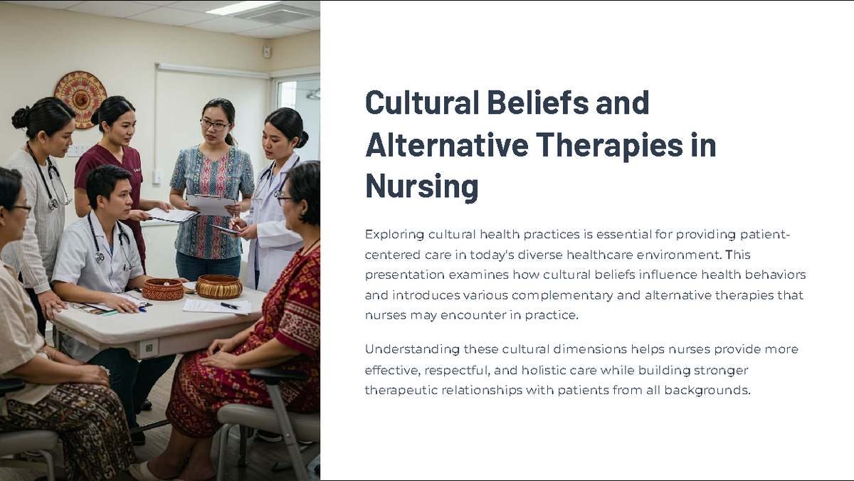 Cultural Beliefs & Alternative Therapies in Nursing (Course Code: 06 ...