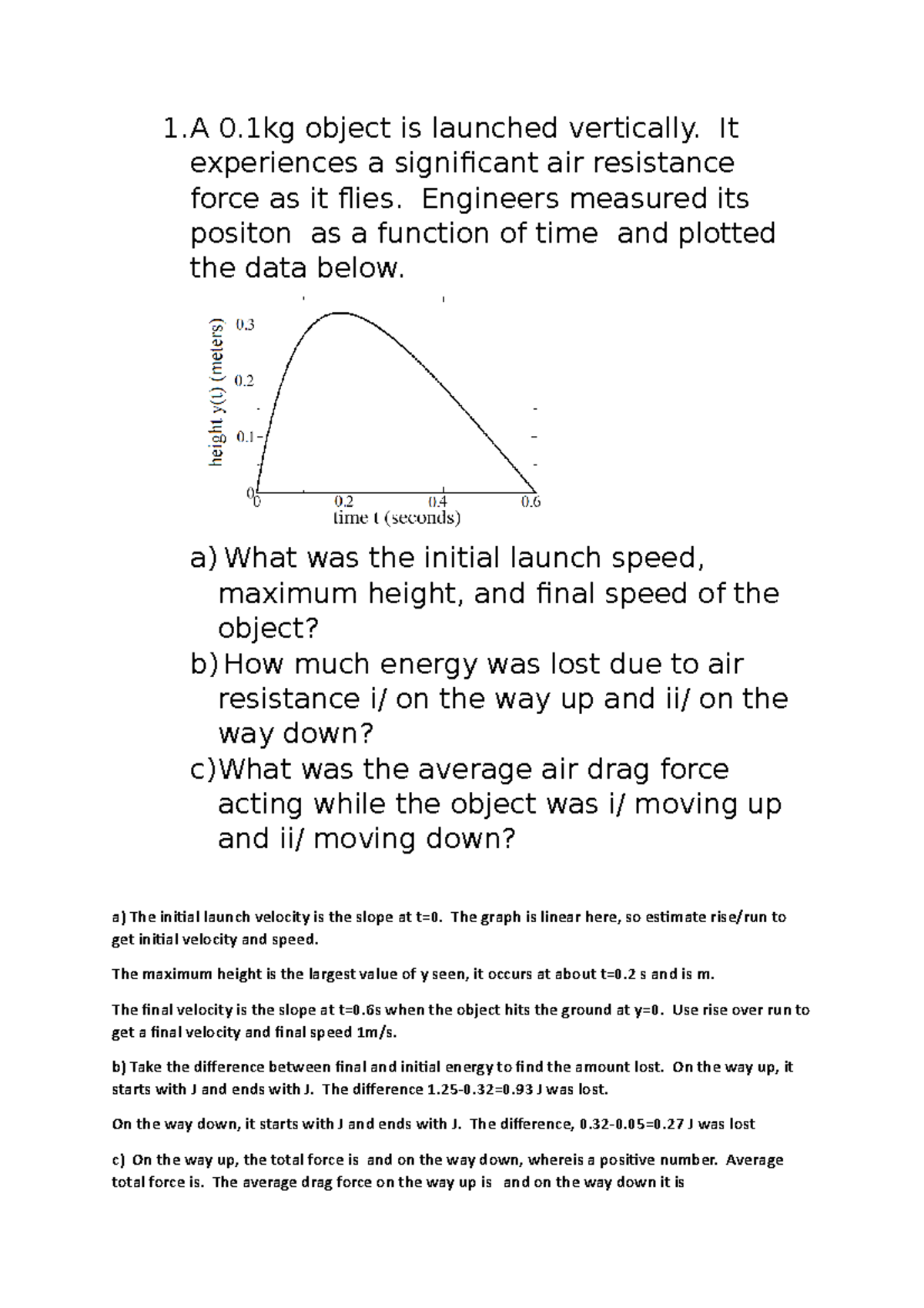 PHYS 101 - Practice Problems on Motion with Solutions - Studocu