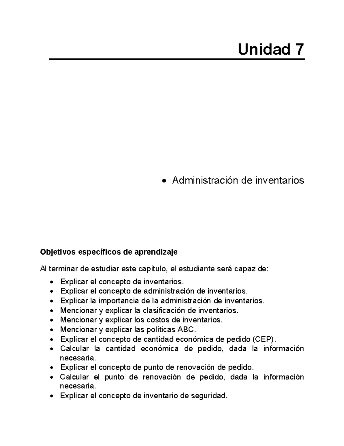 Gestión de Inventarios - Unidad 7: Estrategias y Costos - Studocu