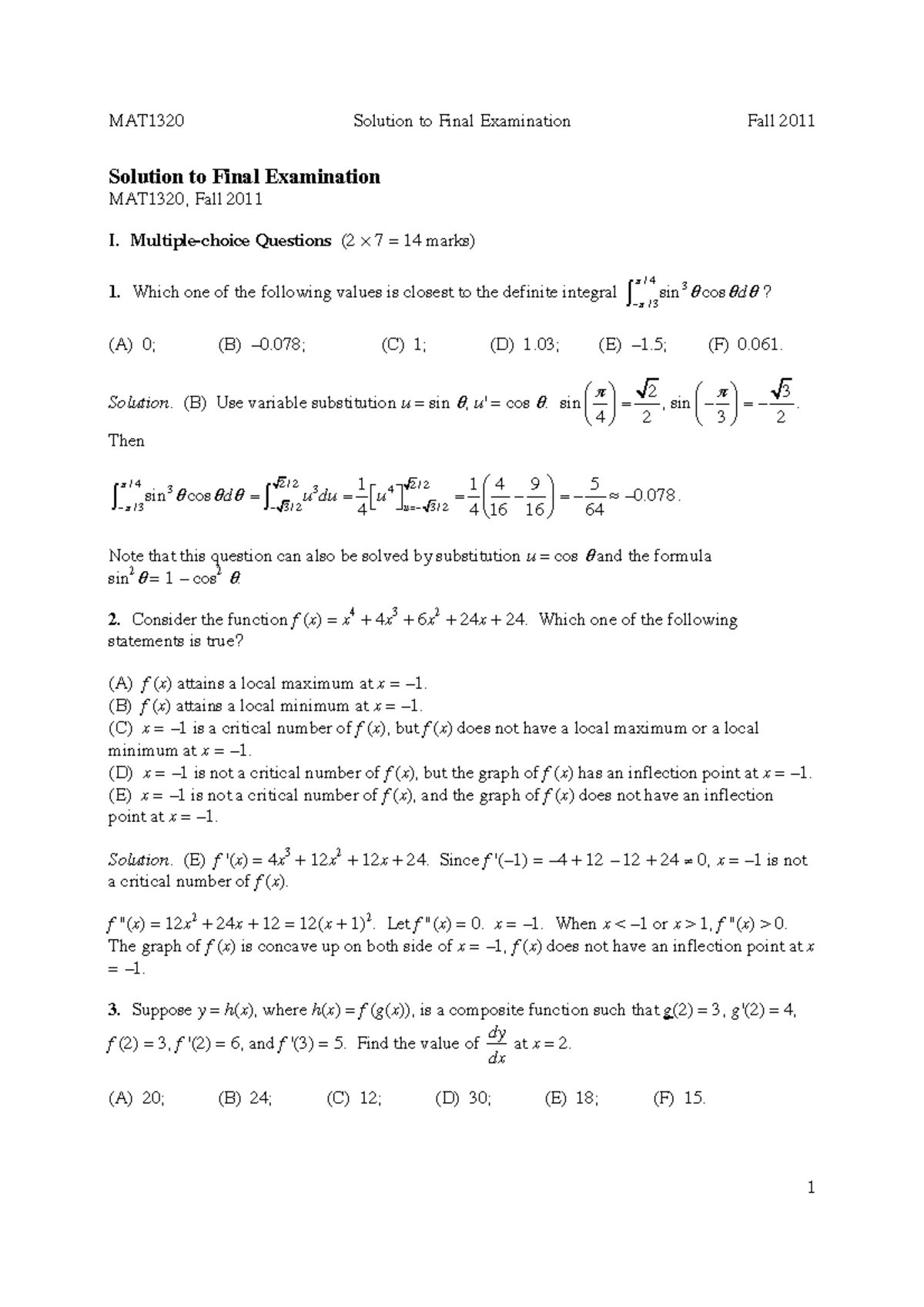 MAT1320 Final Exam Solutions - Summer 2020 (University of Ottawa) - Studocu