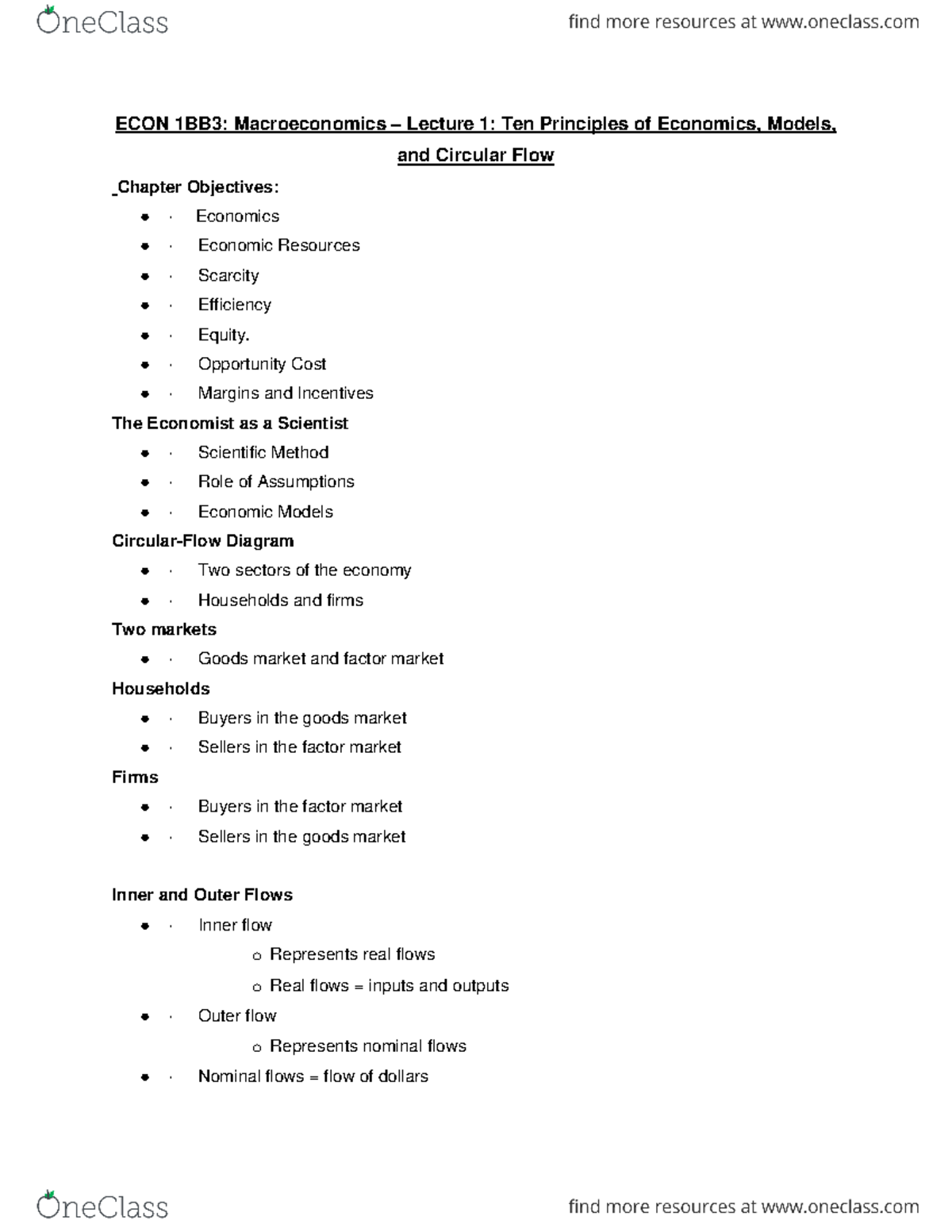 Econ 1BB3 Study Notes - ECON 1BB3: Macroeconomics – Lecture 1: Ten ...
