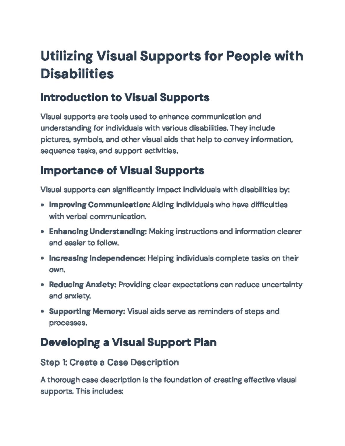 Effective Visual Supports for Disabilities: Design & Implementation ...