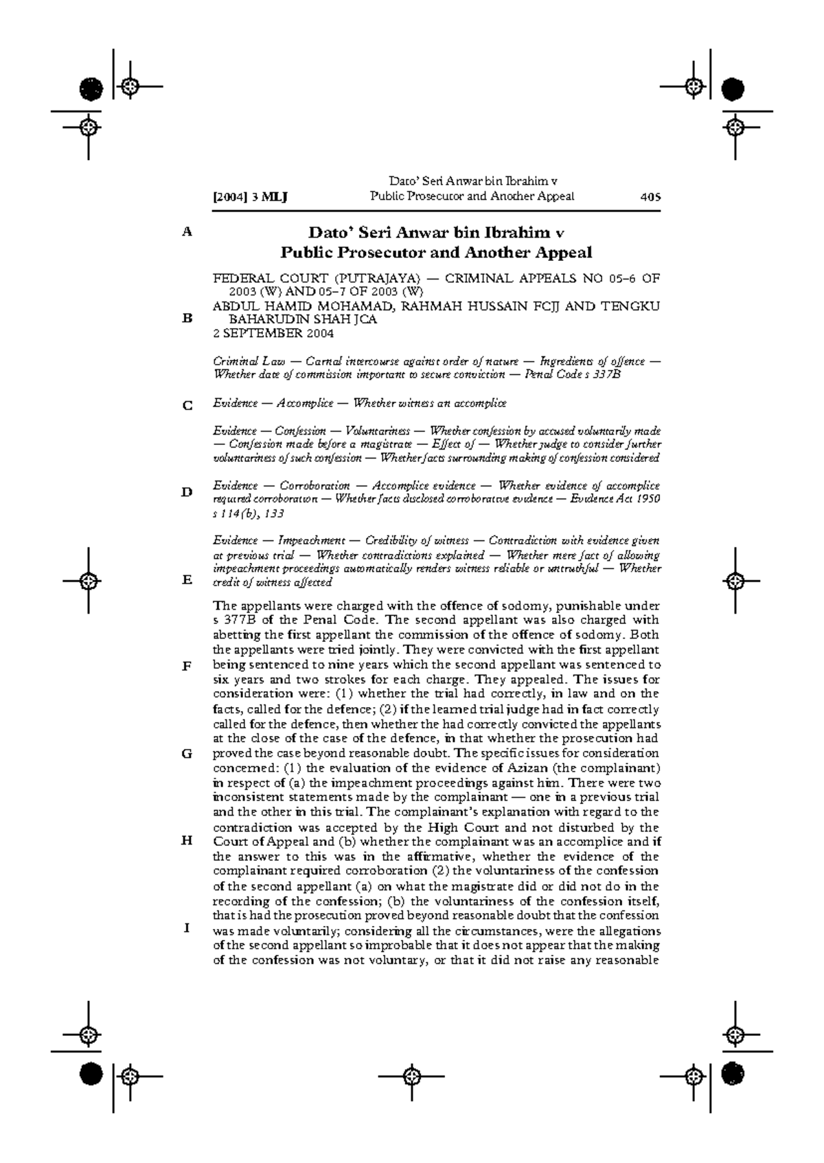 Dato Seri Anwar Bin Ibrahim V Public Prosecutor And Another Appeal