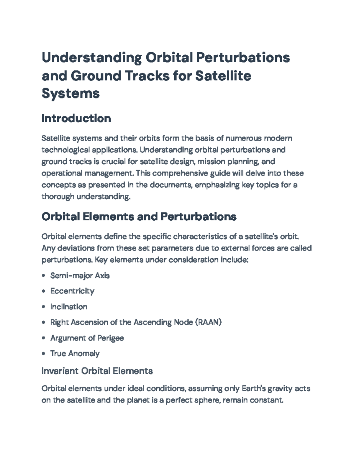 Understanding Orbital Perturbations & Ground Tracks for Satellites ...