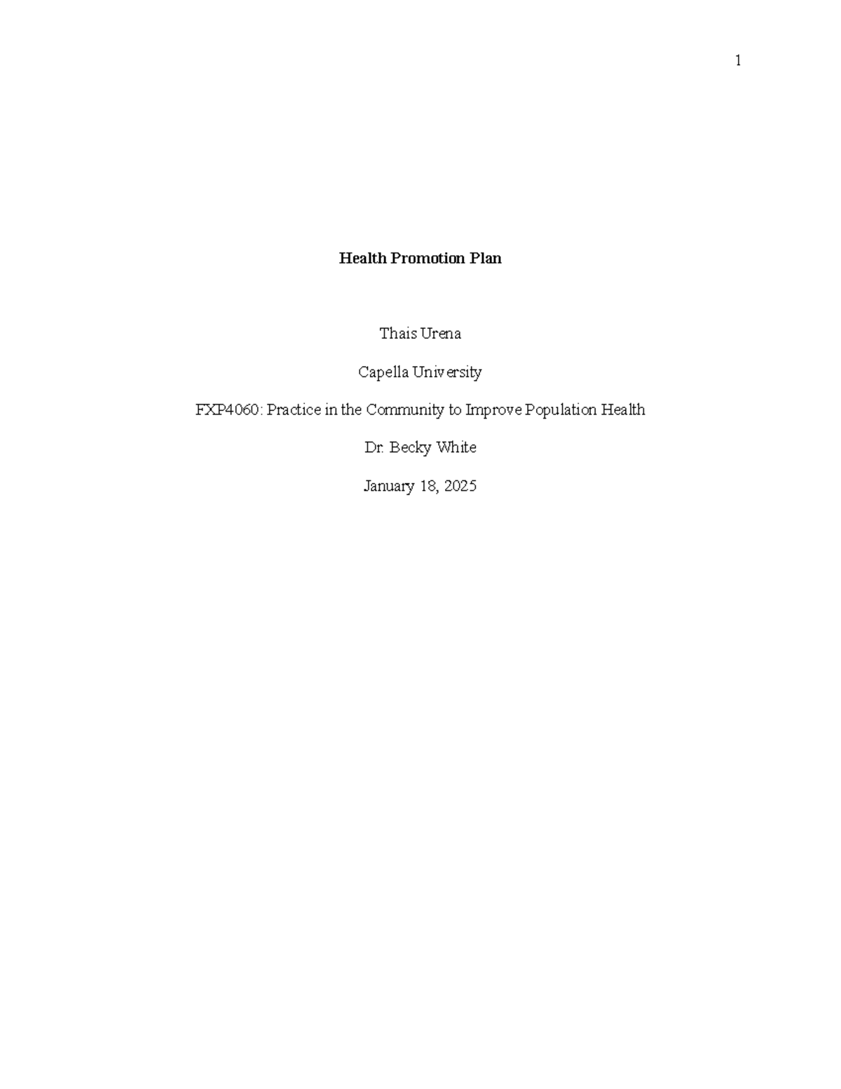 Health Promotion Plan for Cardiovascular Disease: FXP4060 Assessment 1 ...