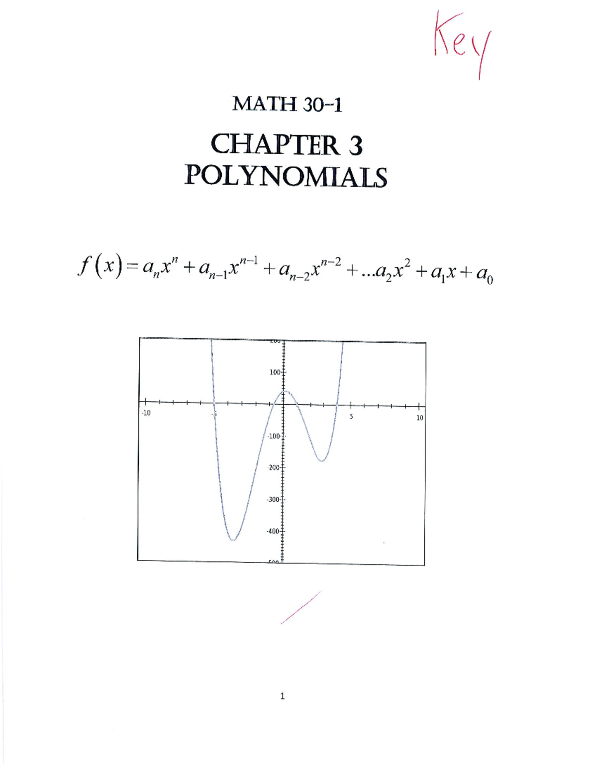 MATH 101 Chapter 3: Polynomials - Key Concepts and Theorems - Studocu