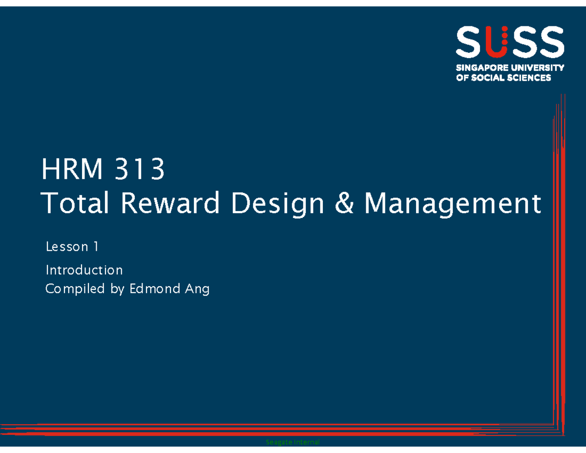 HRM 313 Total Rewards Design & Management - Lesson 1 Overview - Studocu
