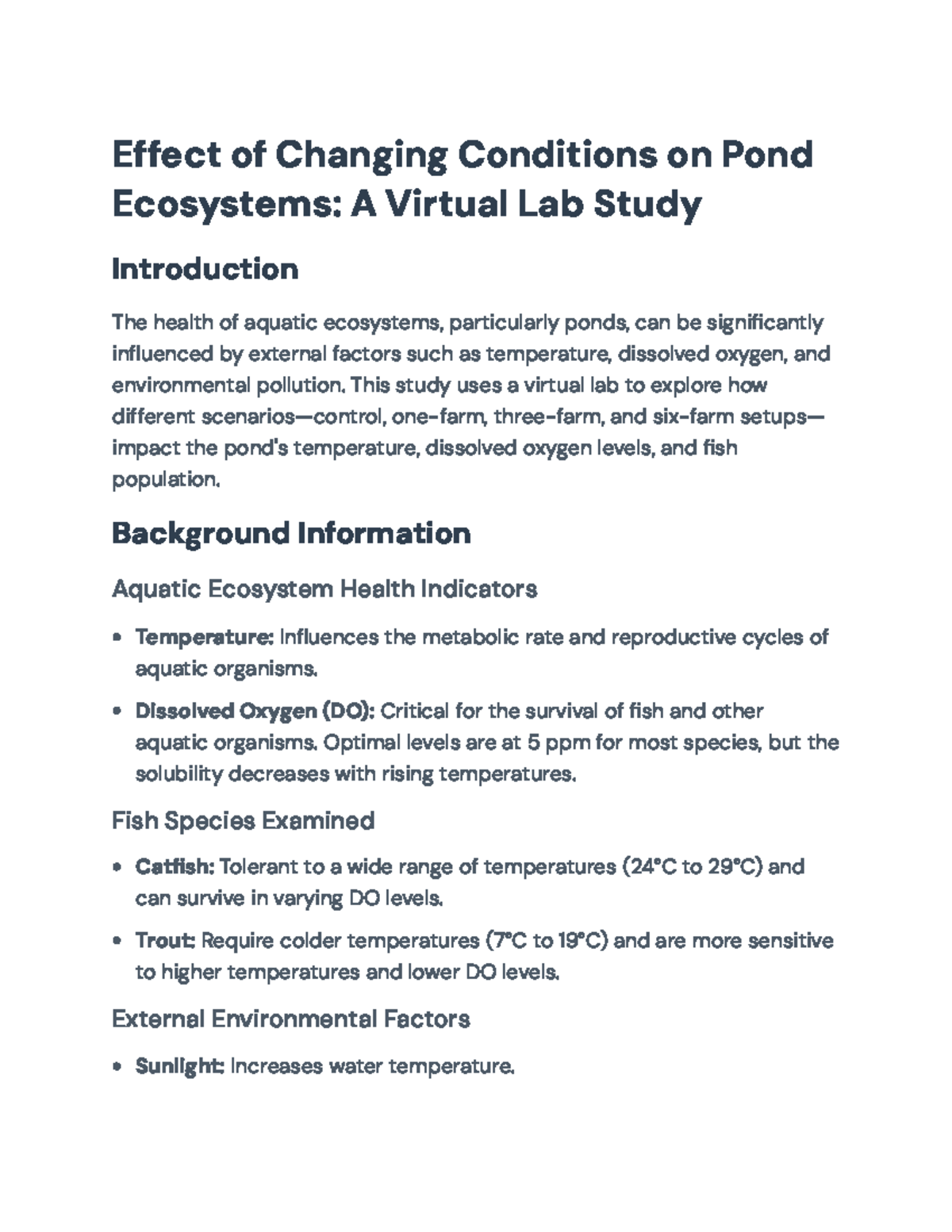 Virtual Lab Study on the Effects of Agricultural Runoff on Pond ...