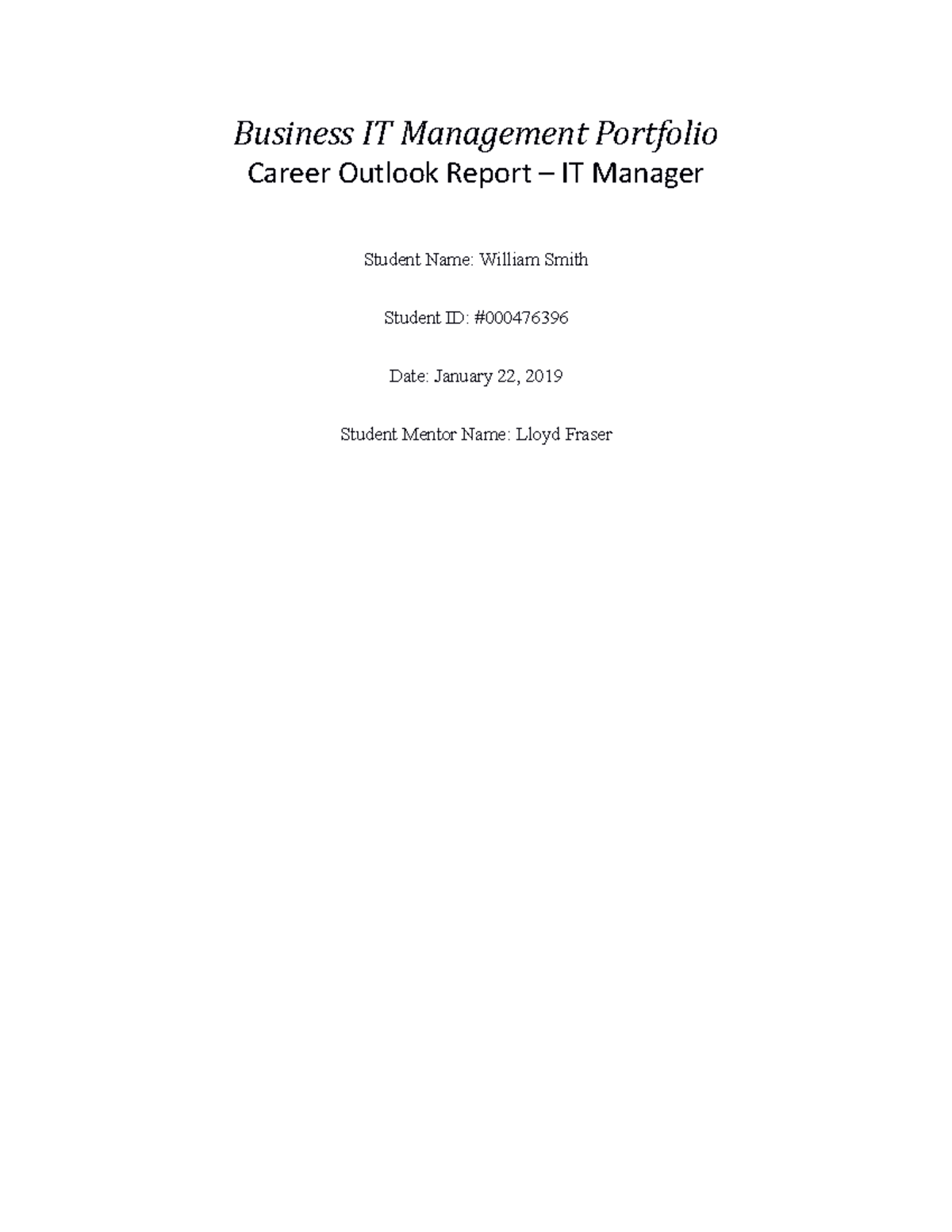 BUS 307 - IT Management Portfolio: Career Outlook for IT Manager - Studocu