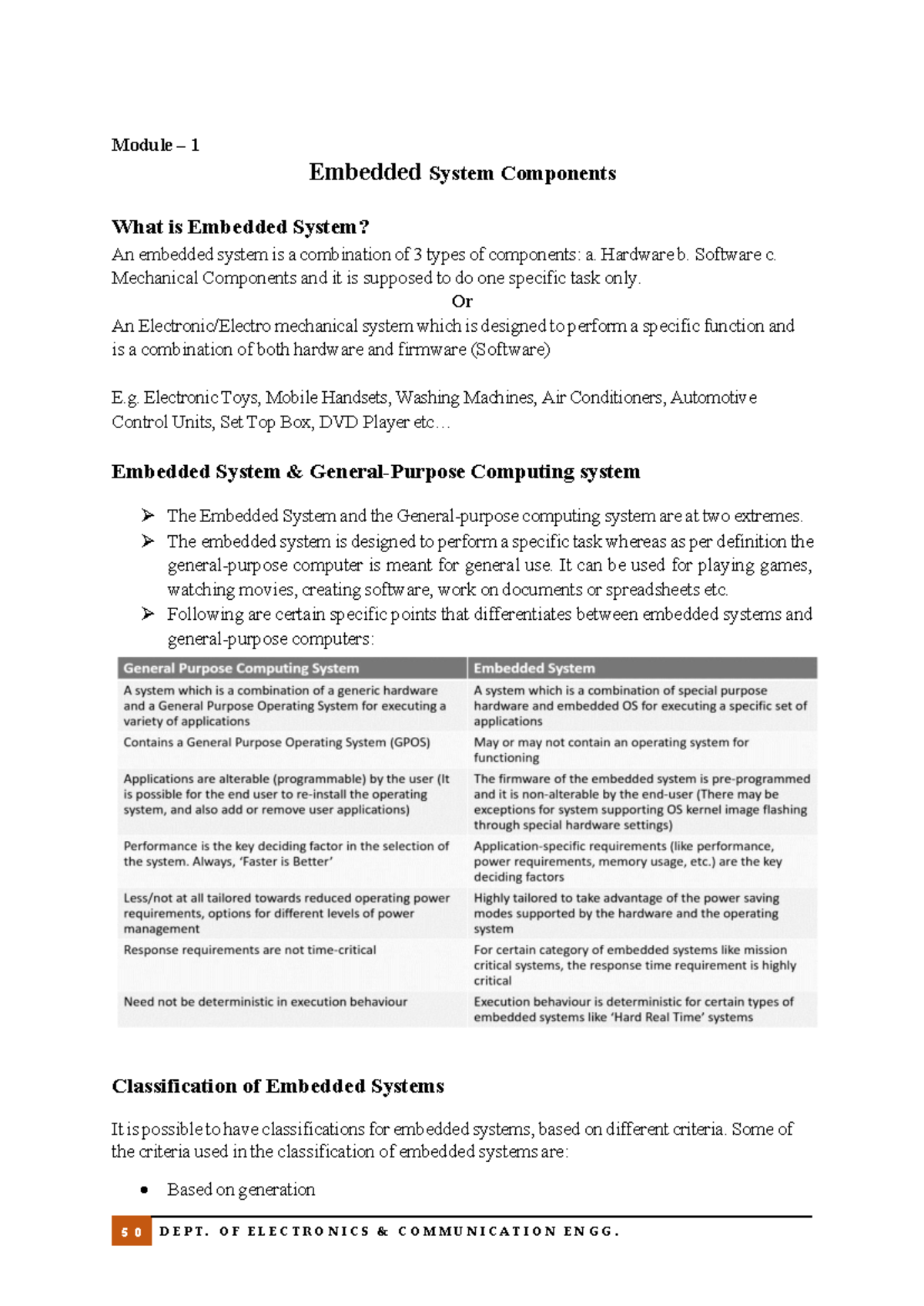 17EC62 Module 1 Notes on Embedded System Components - Studocu