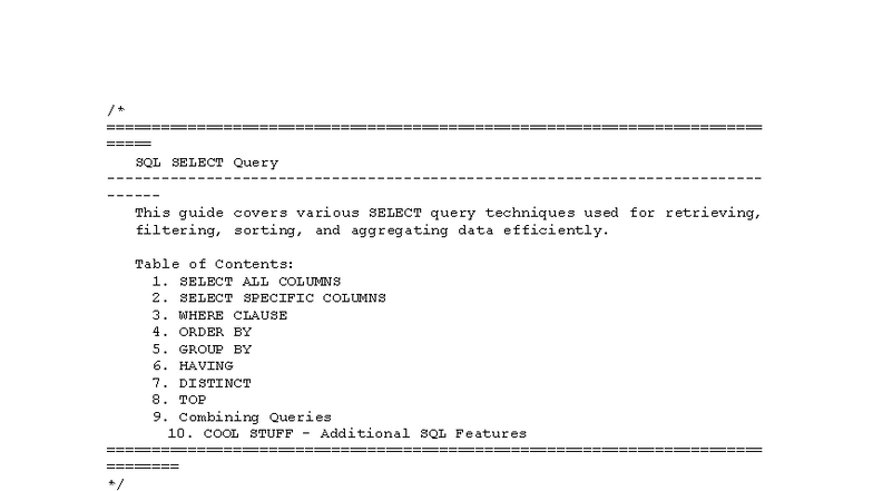 SQL SELECT Query Techniques Guide - Complete SQL Scripts - Studocu