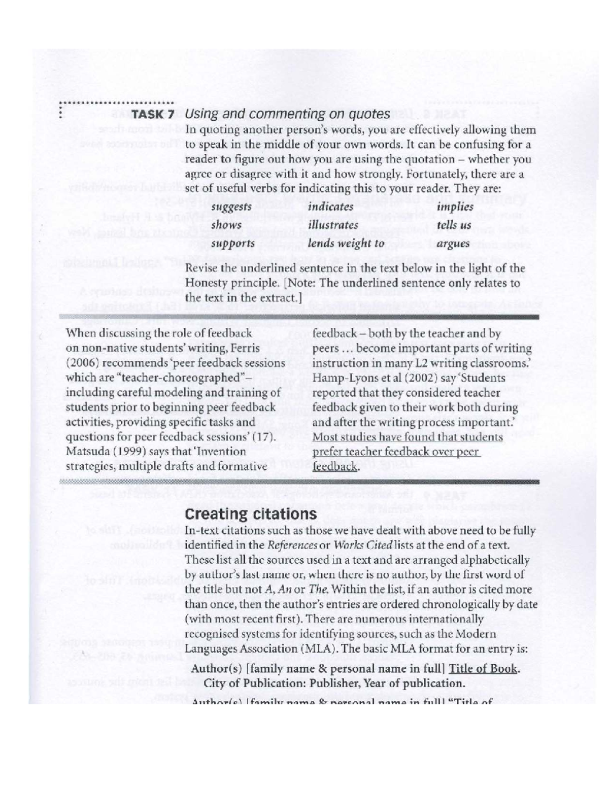 TASK 7 & 10: Quoting, Paraphrasing, and Citation Techniques in Academic ...