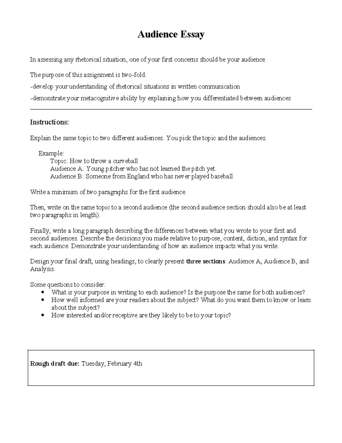 Audience Essay prompt 2025 tuesday - Audience Essay In assessing any ...