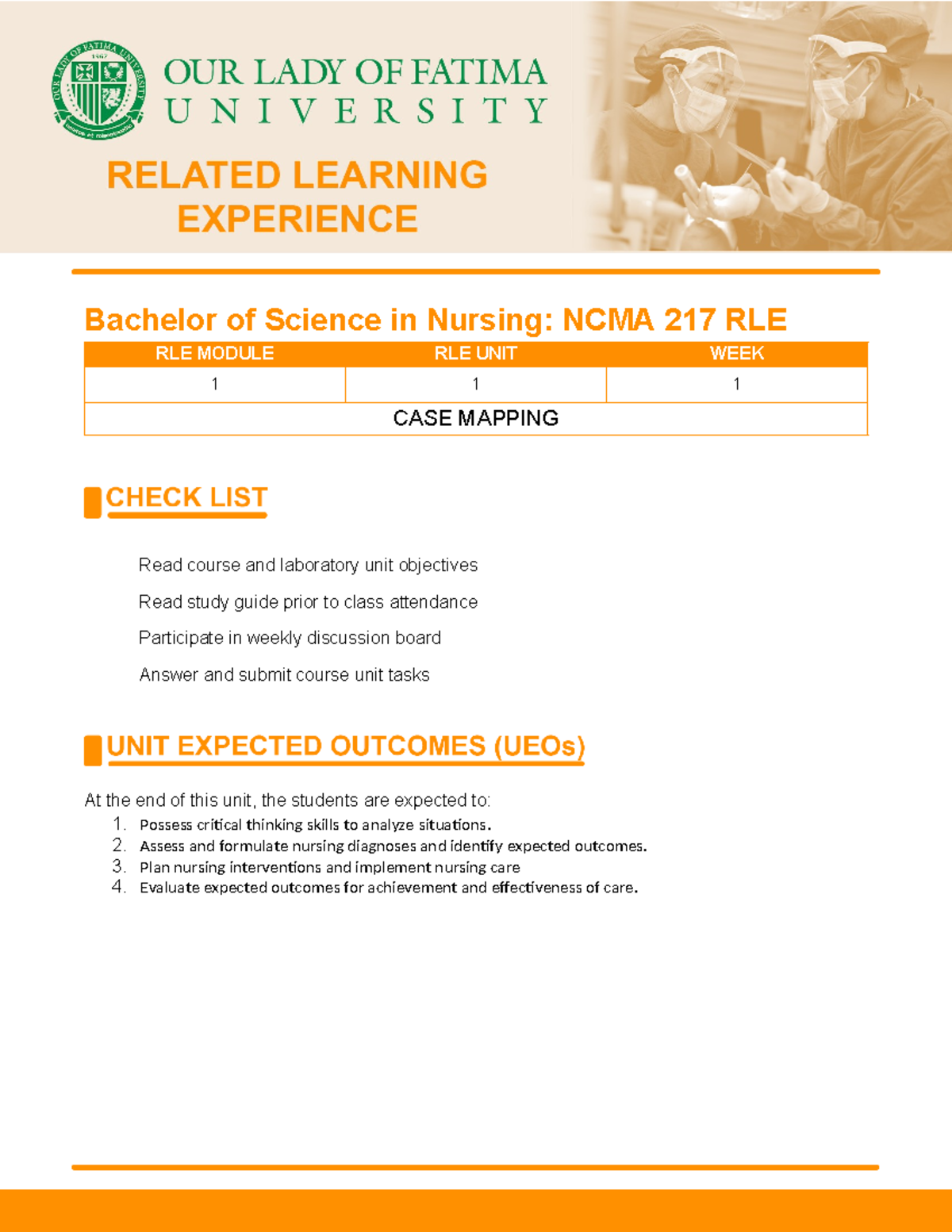 NCMA 217 RLE Case Mapping: Enhancing Nursing Practice through Concepts ...