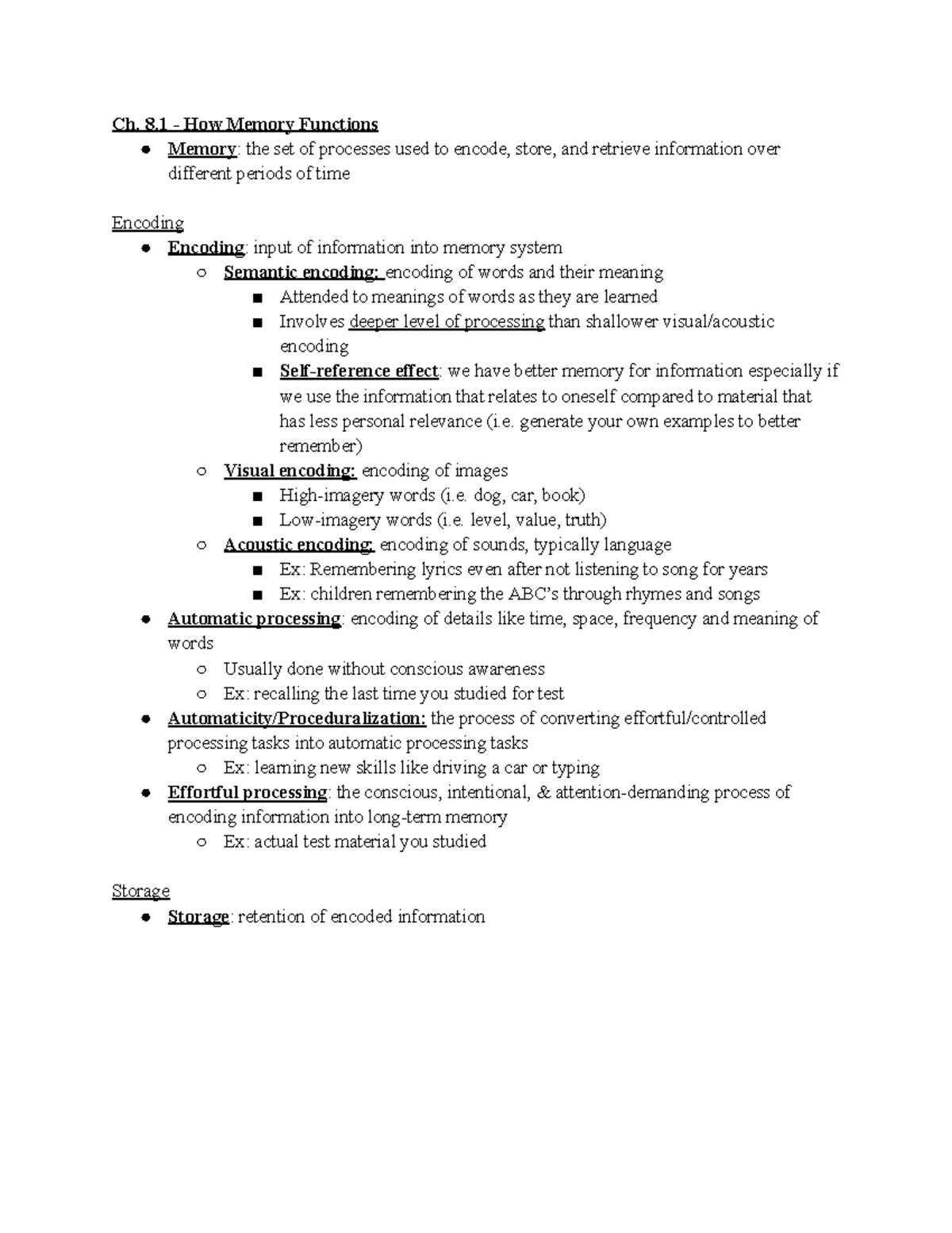 Psych 202-2: Chapter 6 - Understanding Memory Functions and Processes ...