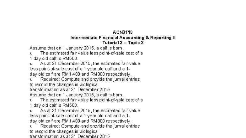 ACN3113 - Intermediate Financial Accounting Reporting II Tutorial 3 ...