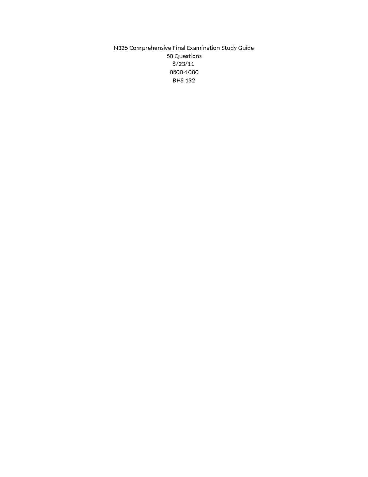 N325 Comprehensive Final Exam Study Guide: Key Concepts & Strategies ...