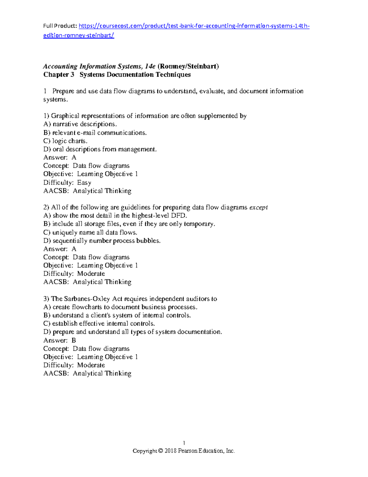 Test Bank for Accounting Information Systems 14e: Chapter 3 DFD ...