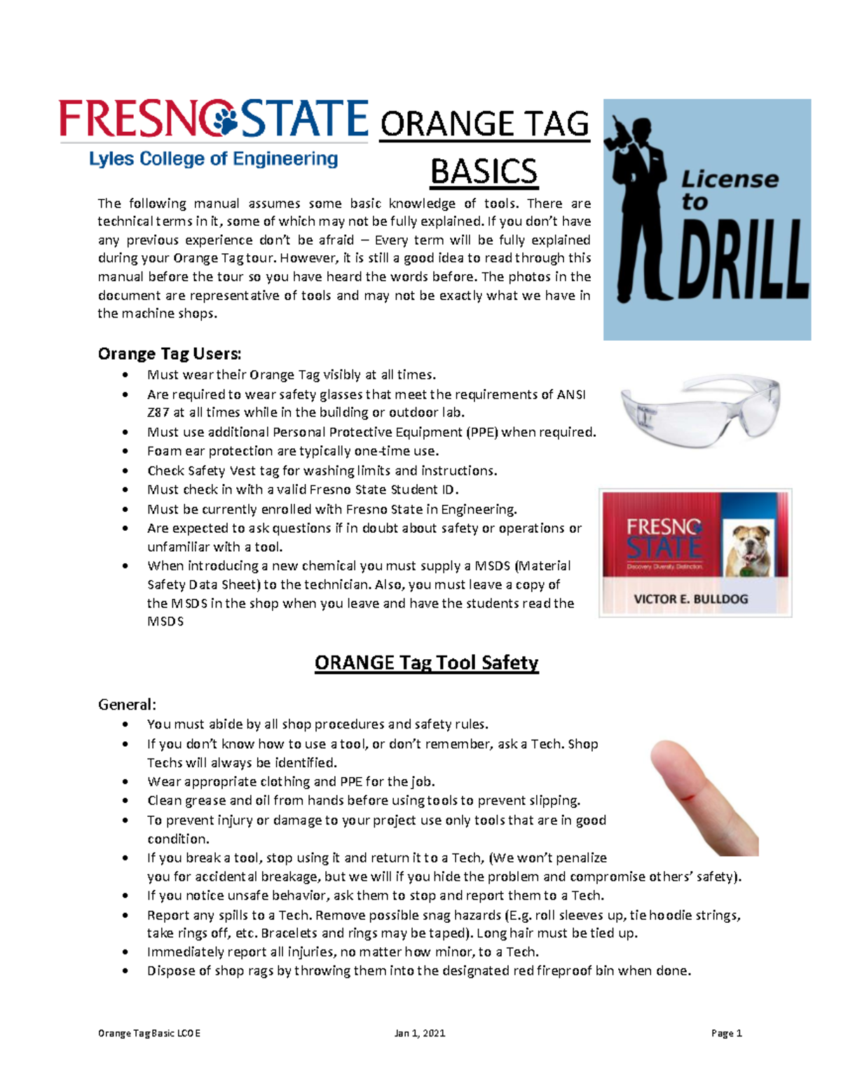Orange Tag Tool Safety Manual - Fresno State Engineering - ORANGE TAG ...