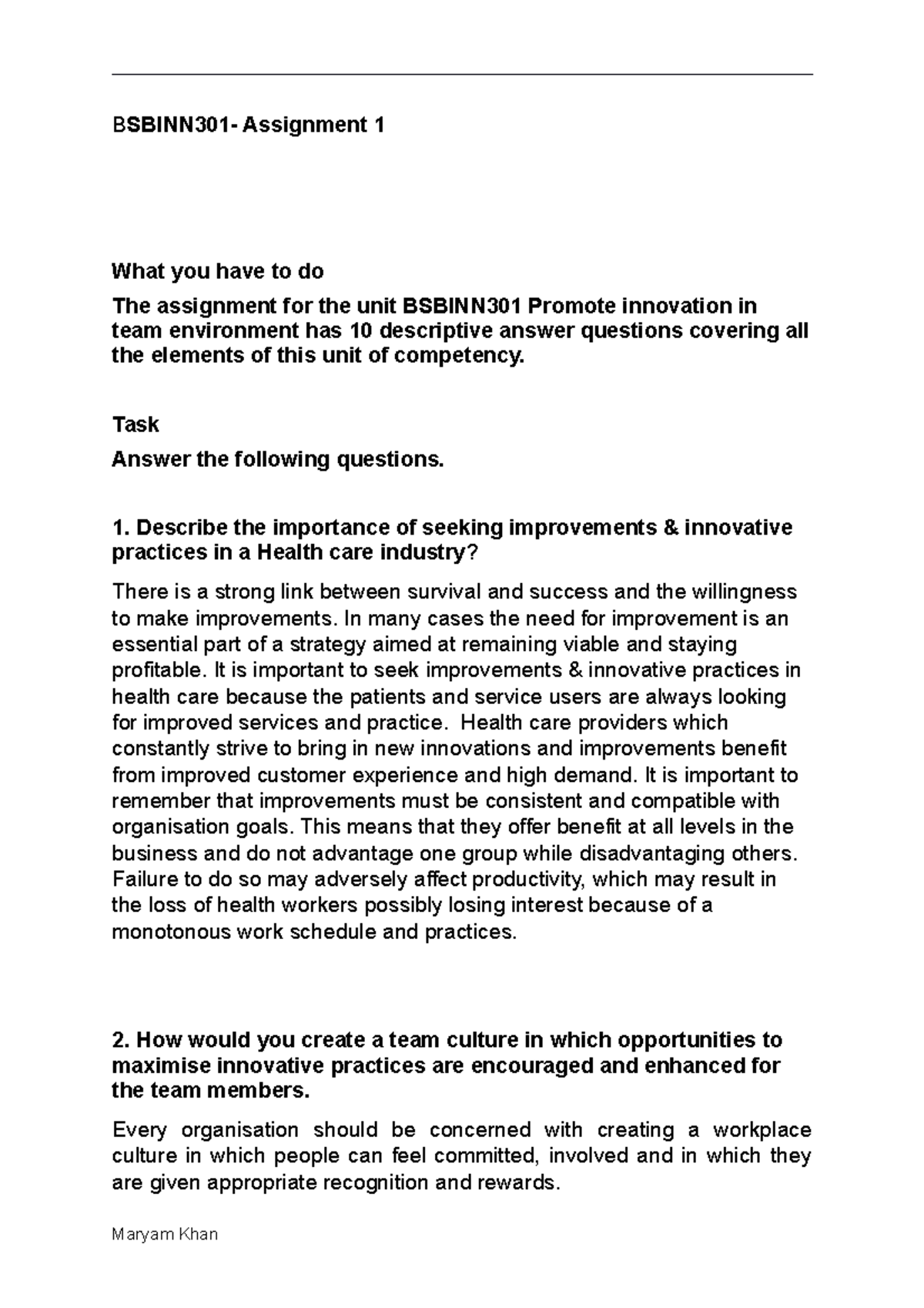 Newww - full assignment - BSBINN301- Assignment 1 What you have to do ...