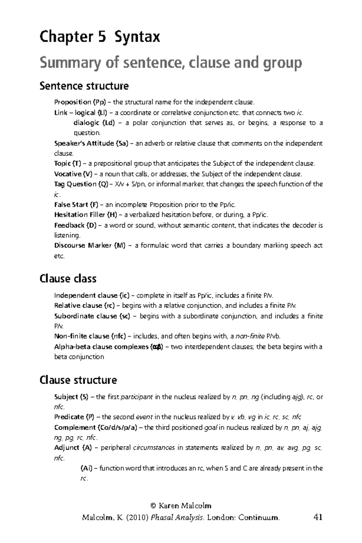 Chapter 5 Syntax Exercises and Key Answers (9781441145406) - Studocu