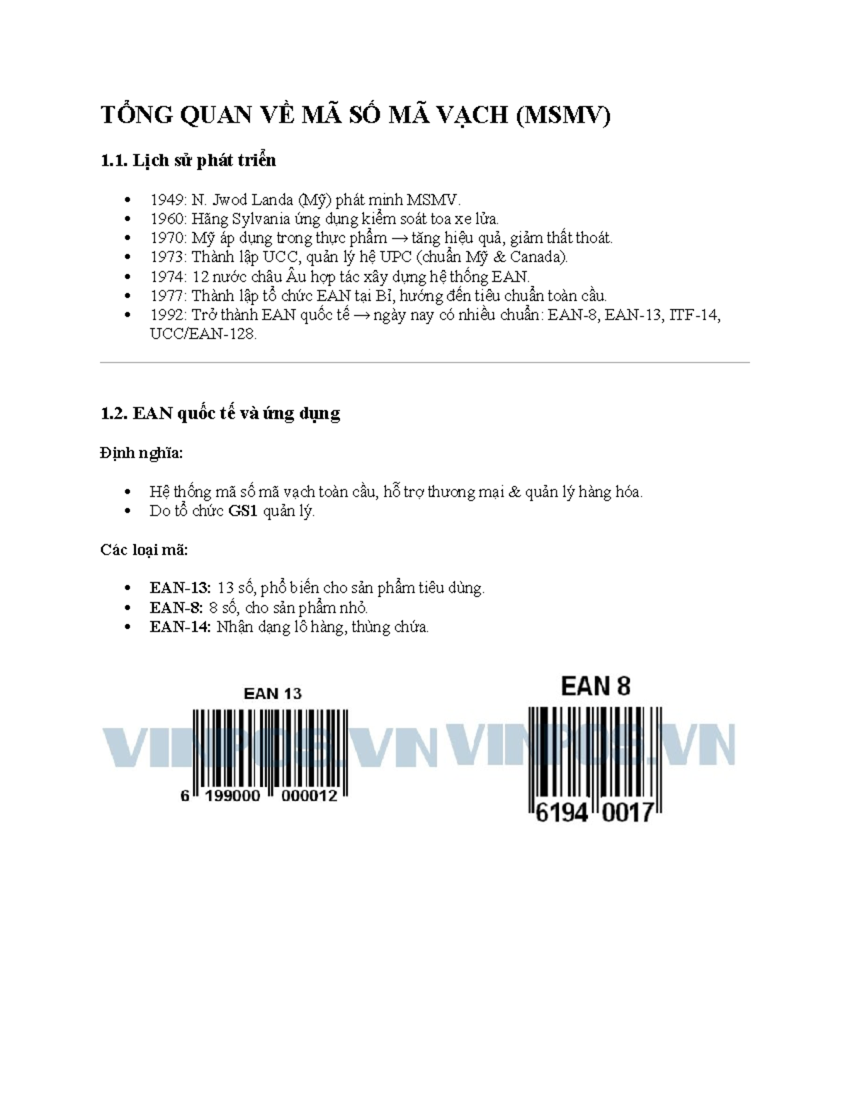 Tổng Quan Về Mã Số Mã Vạch (MSMV): Lịch Sử và Ứng Dụng - Studocu