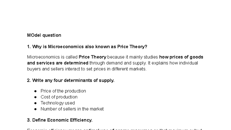 Microeconomics Study Guide: Key Concepts and Determinants - Studocu